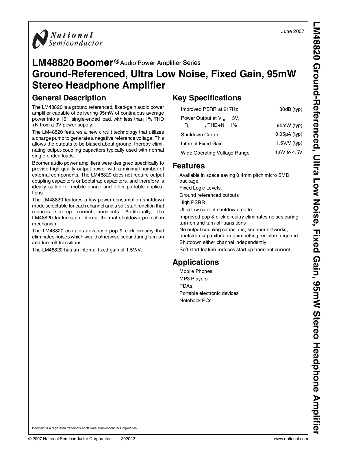 National Semiconductor LM48820 Technical data