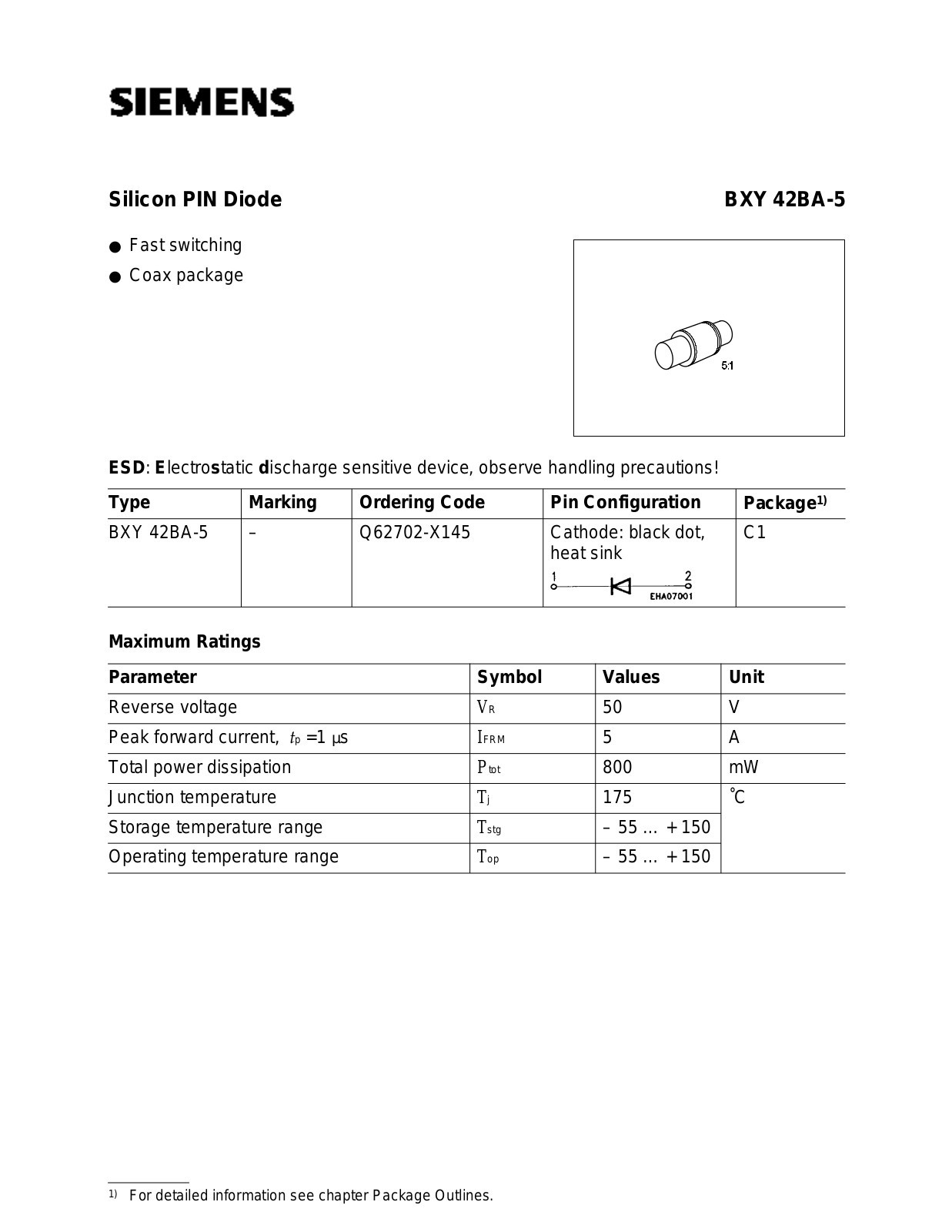 Siemens BXY42BA-5 Datasheet