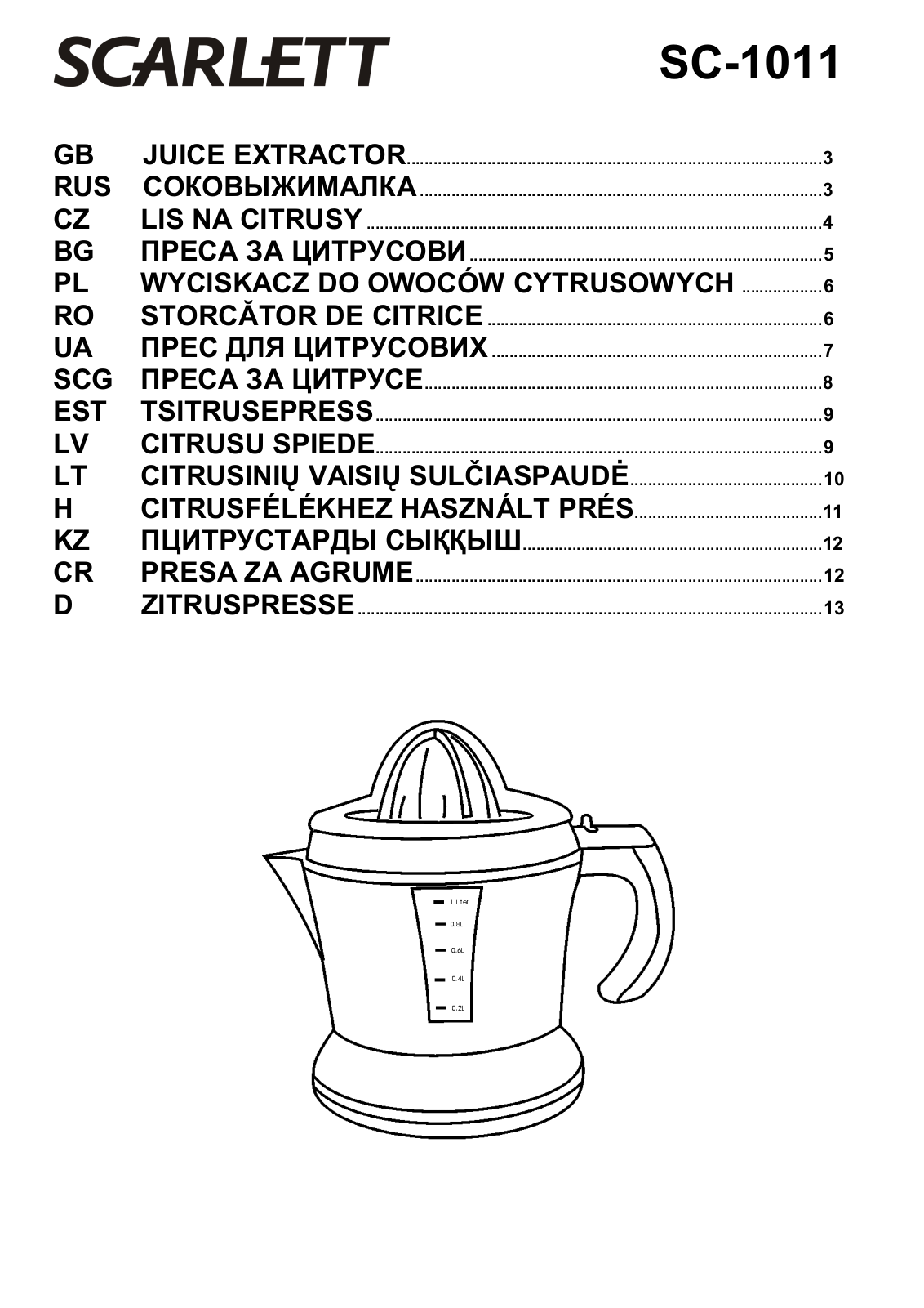 Scarlett SC-1011 User Manual