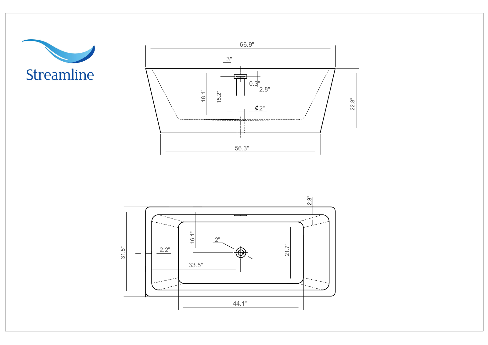 Streamline Bath SLBH2415 Dimensions - ManualMachine.com