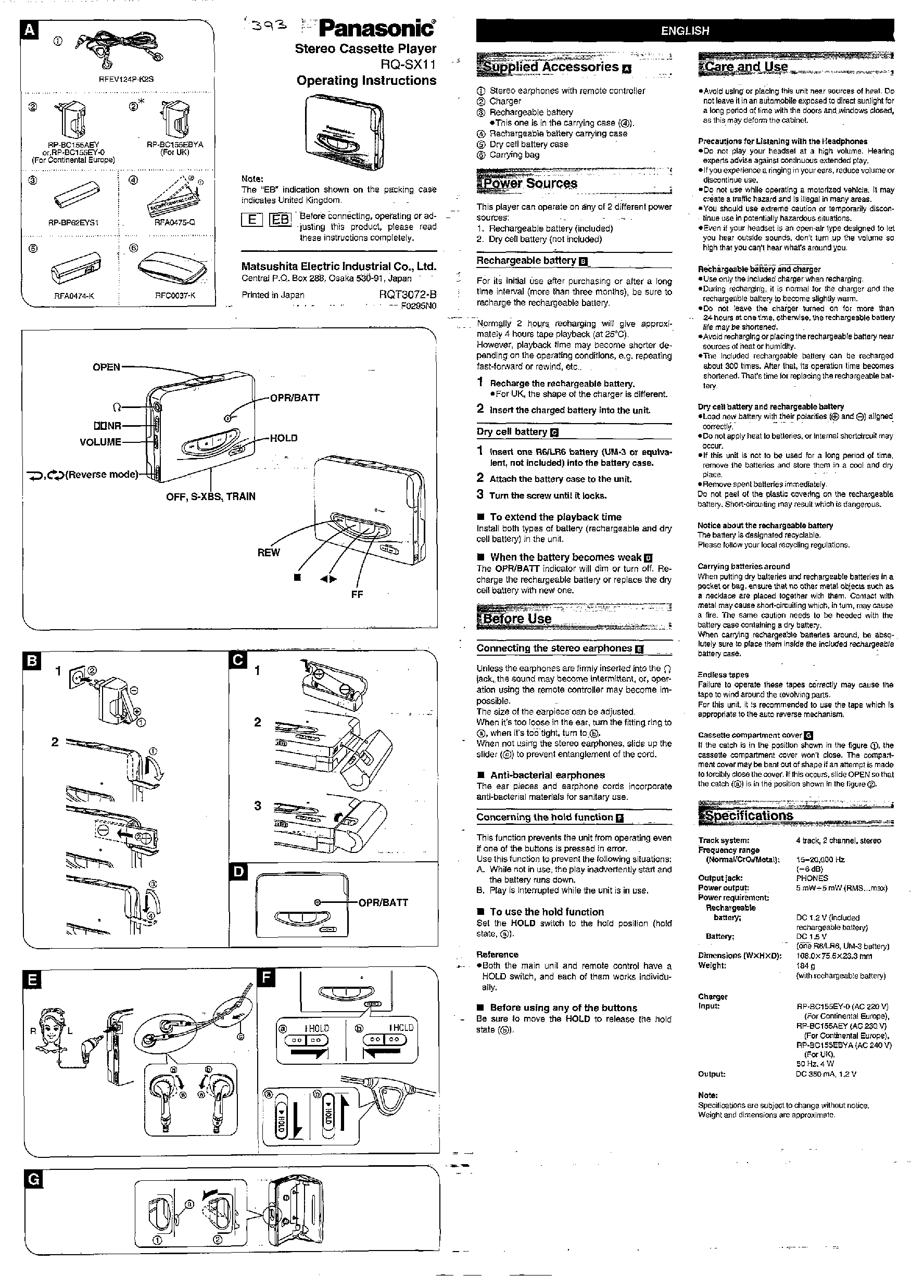 Panasonic RQ-SX11 User Manual