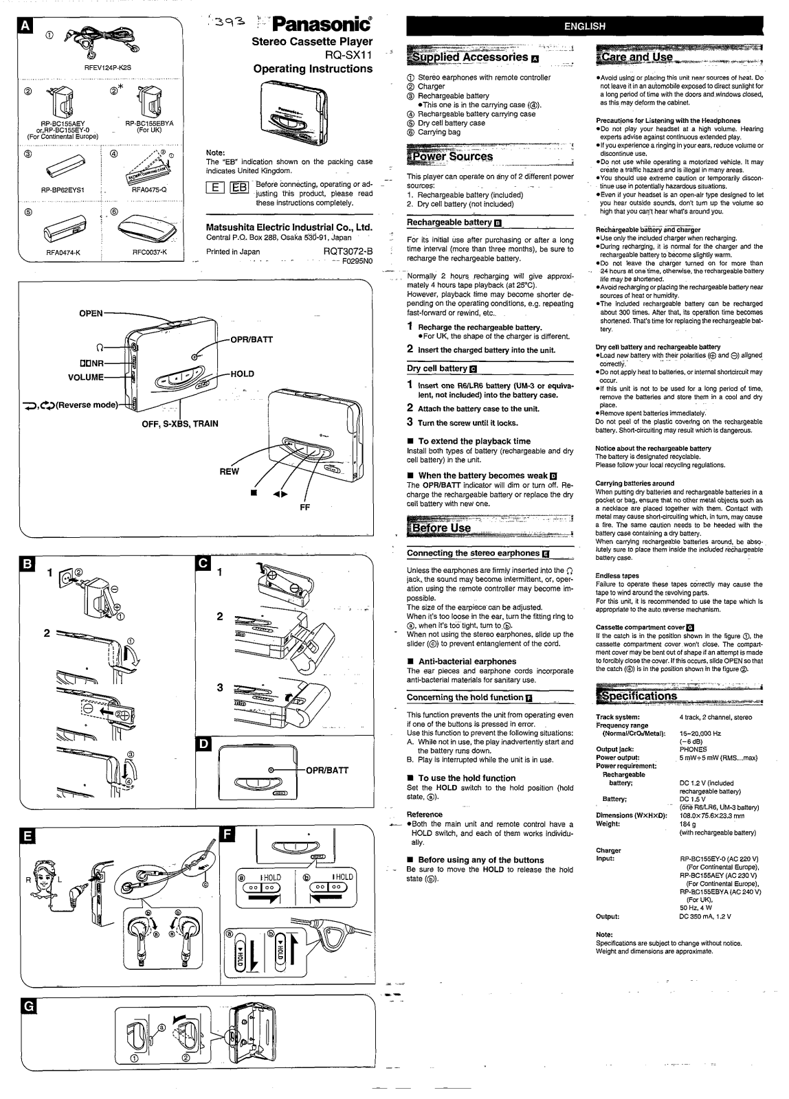 Panasonic RQ-SX11 User Manual