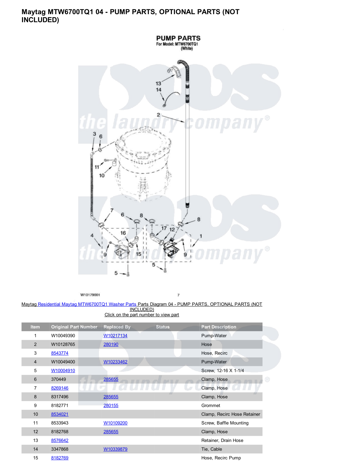 Maytag MTW6700TQ1 Parts Diagram