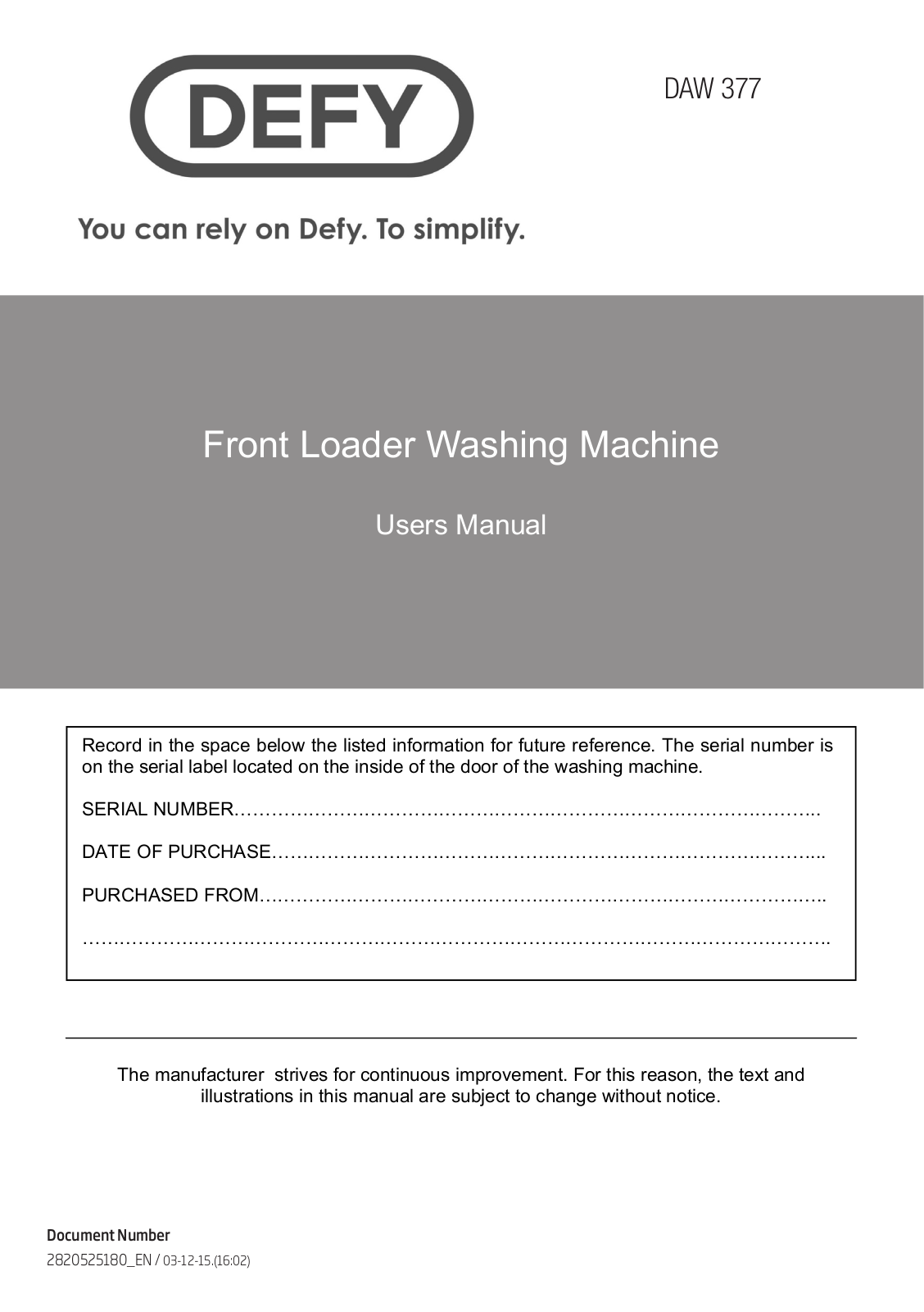 Defy DAW 377 User Manual