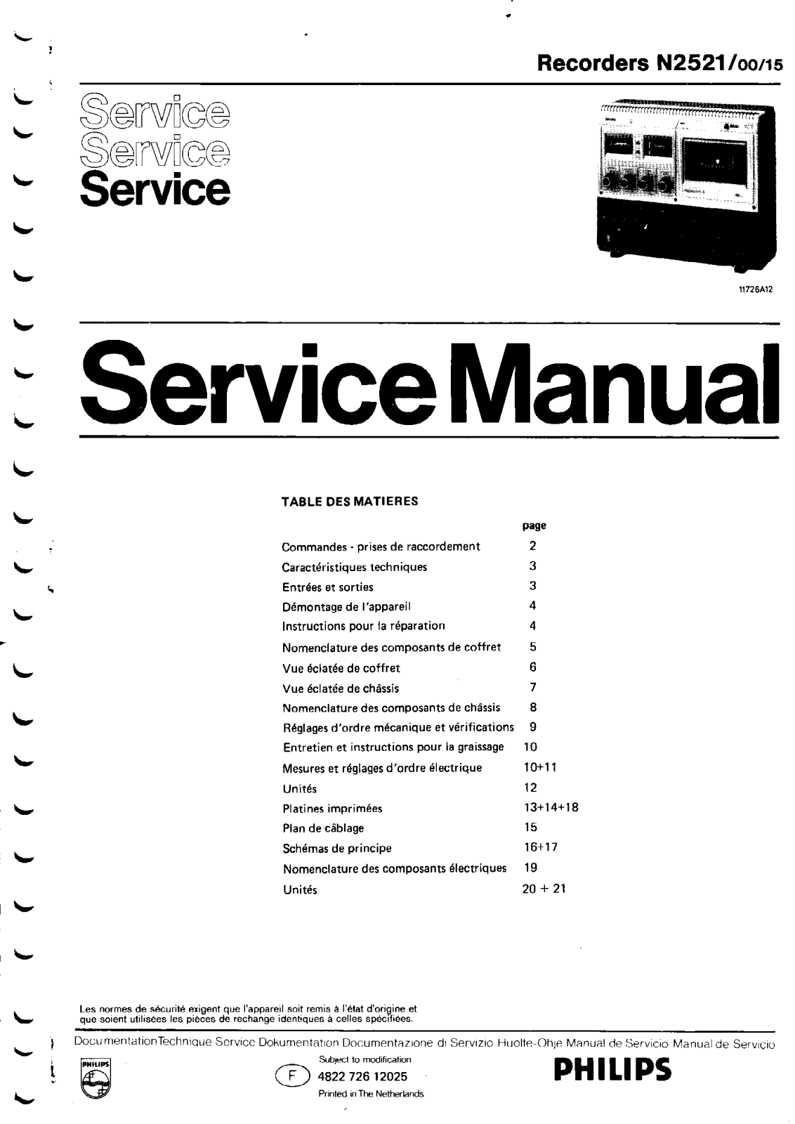 Philips N-2521 Service manual