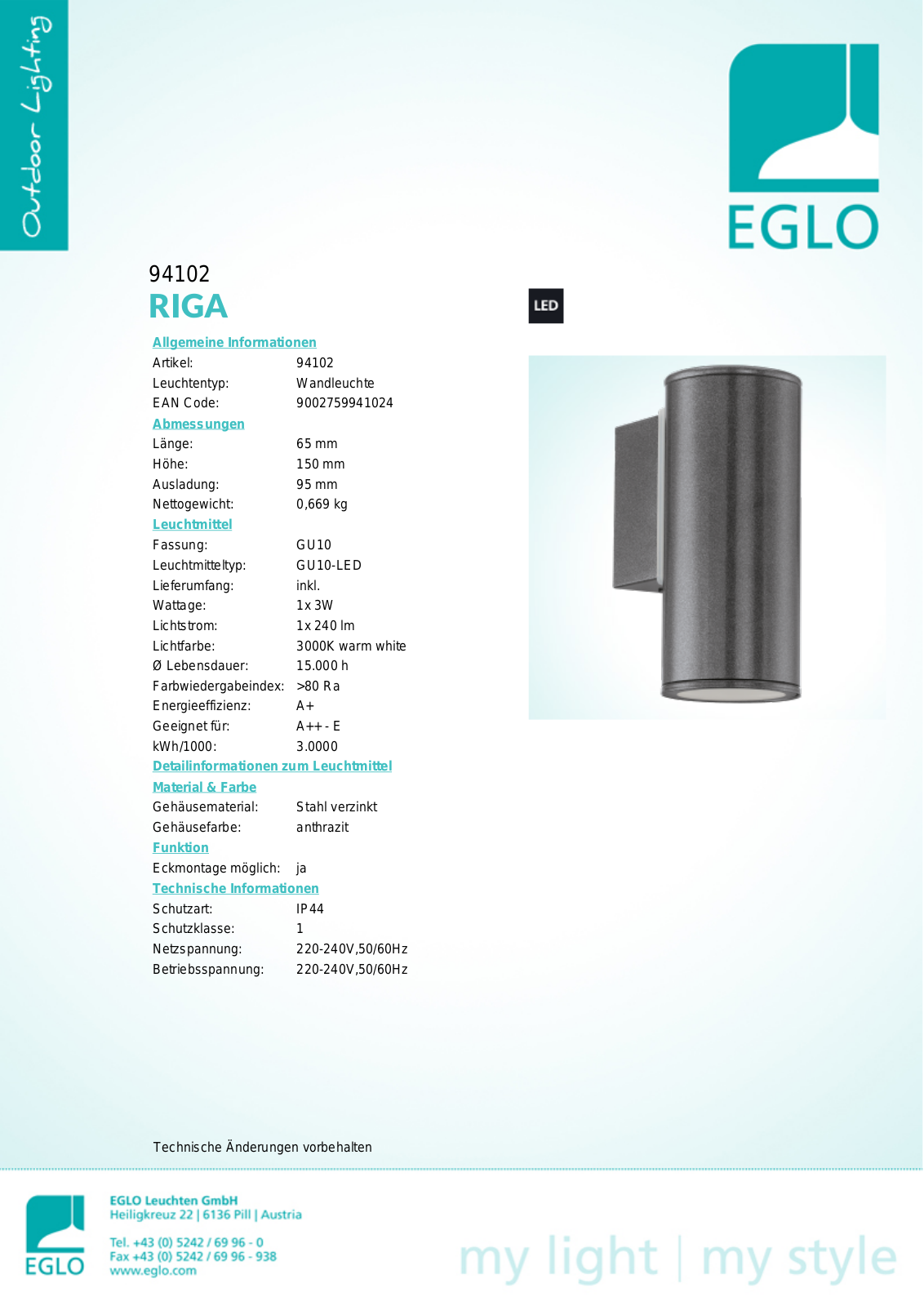 Eglo 94102 Service Manual