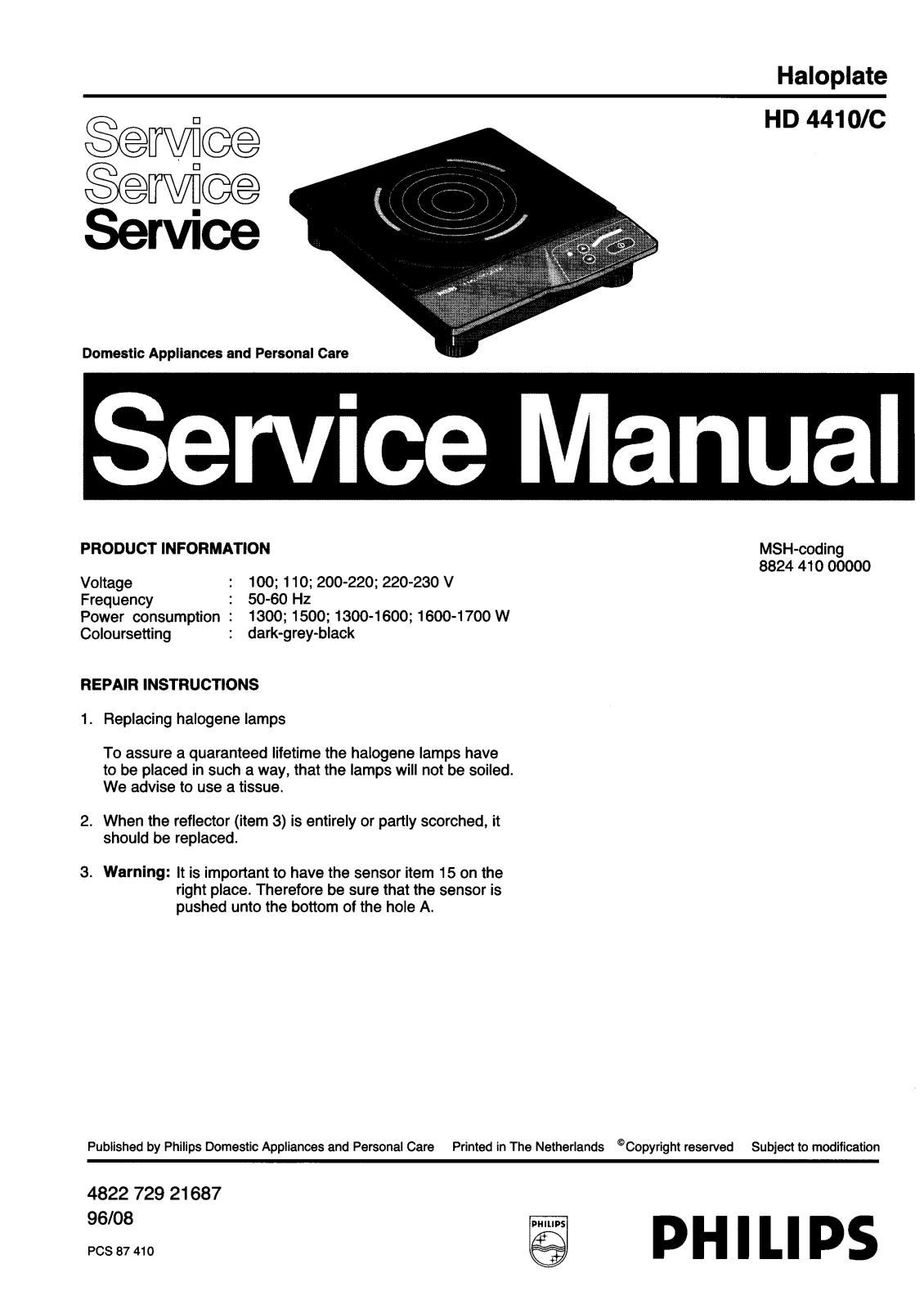 Philips HD4410C Service Manual