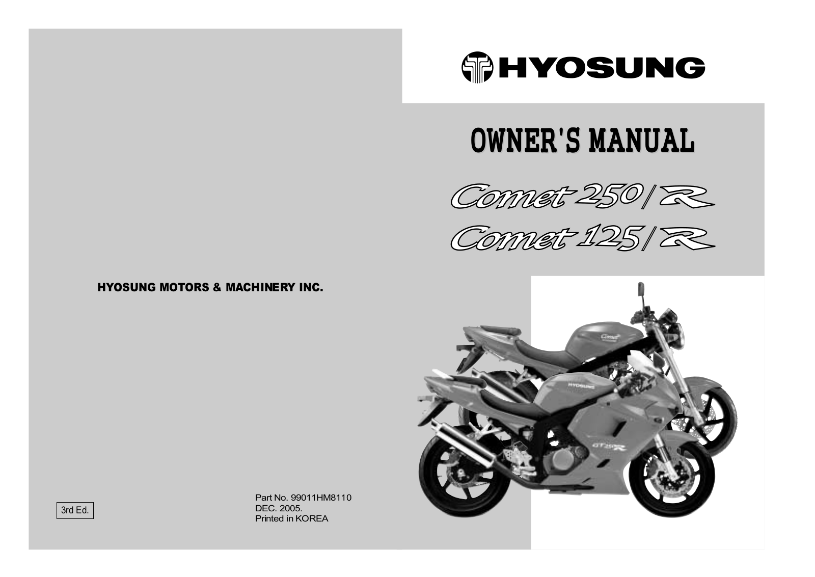 Hyosung Comet 125 R 2005 Owner's manual