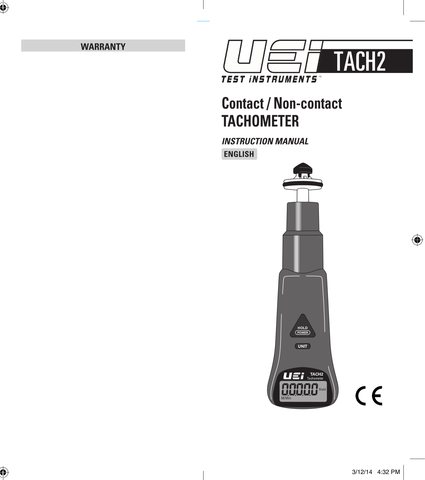 UEi Test Instruments TACH-2 User manual - ManualMachine.com