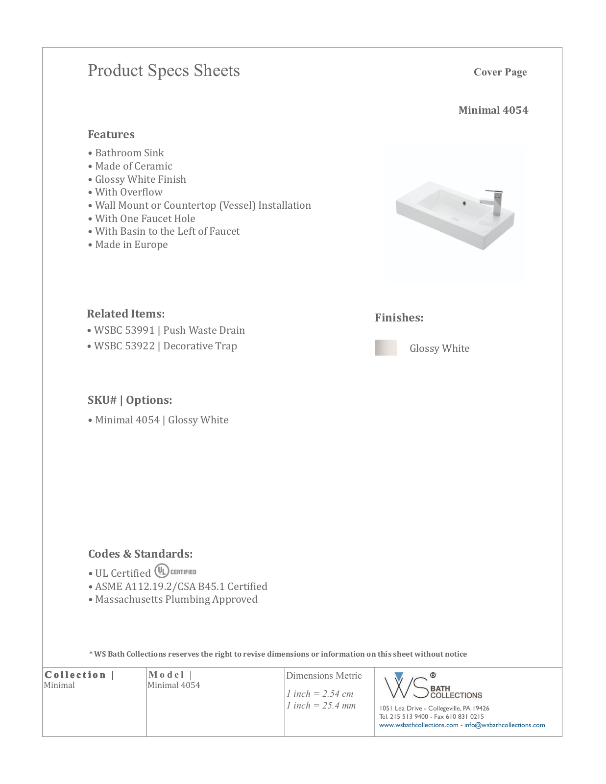 WS Bath Collections WSO3429 Specifications - ManualMachine.com