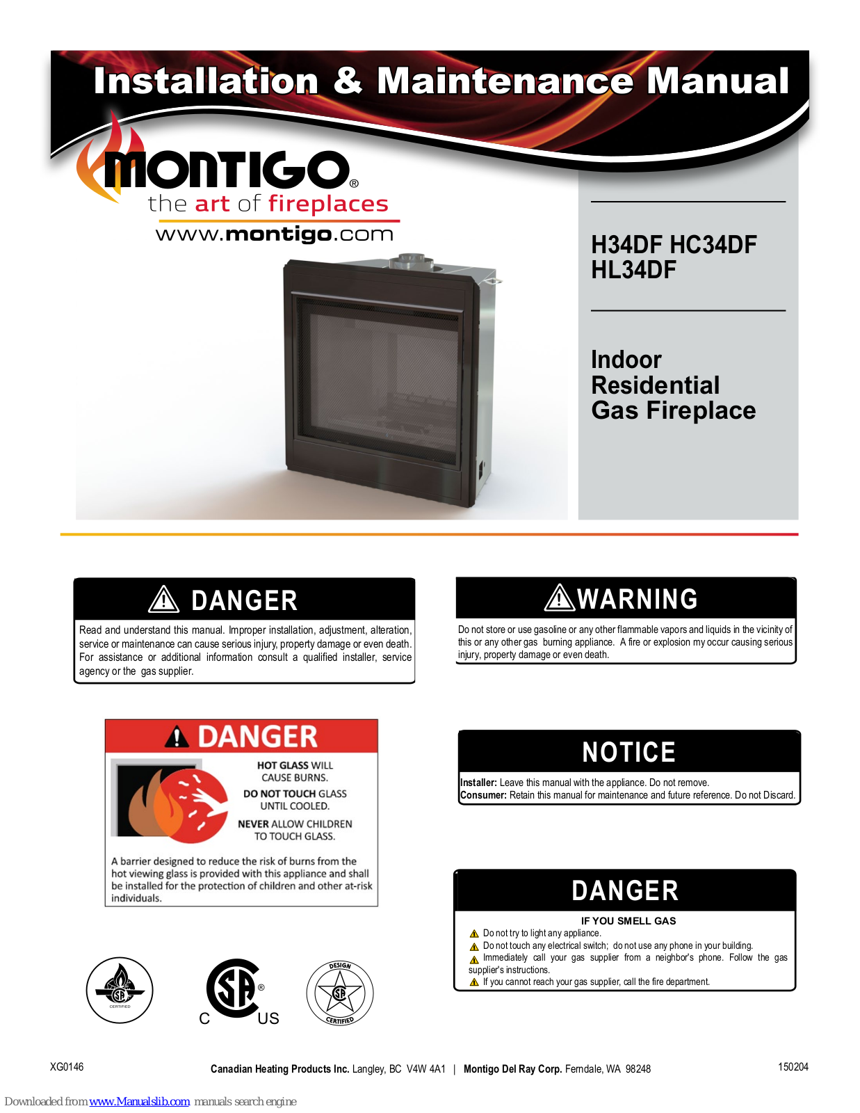 Montigo H34DFN, H34DFLE, H34DFLI, HC34DFN, HC34DFNE Installation & Maintenance Manual