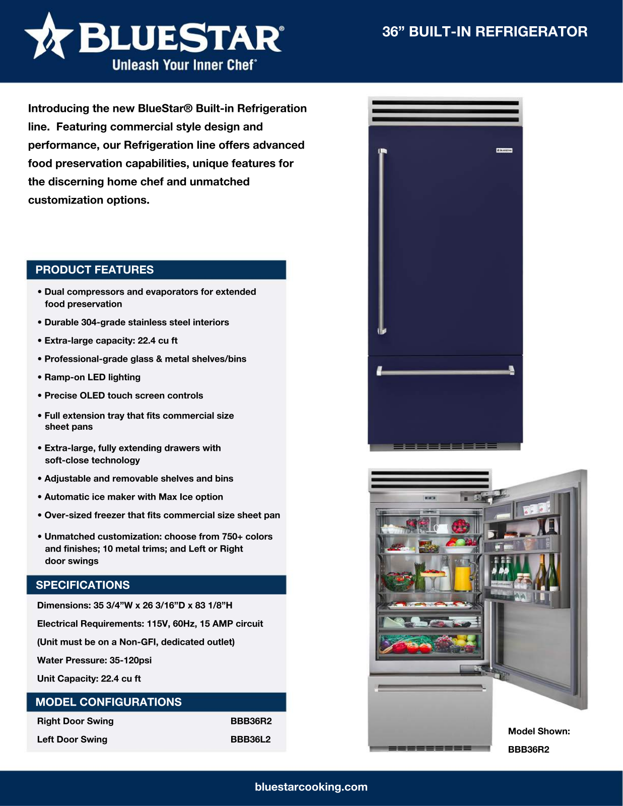 BlueStar BBB36R2 Specifications - ManualMachine.com