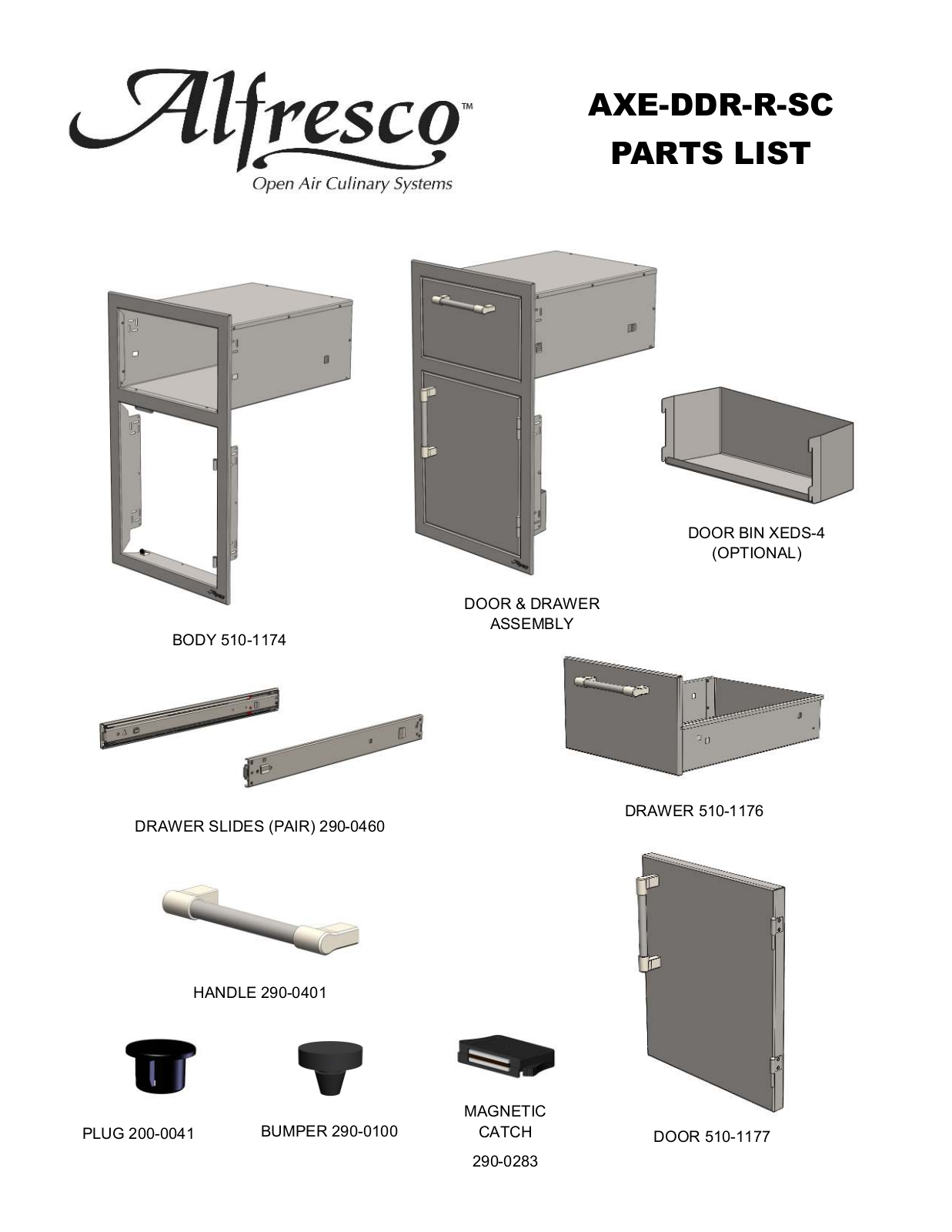 Alfresco AXEDDRRSC Part List