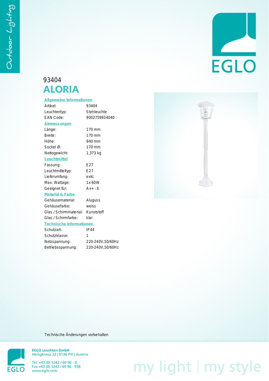 Eglo 93404 Service Manual