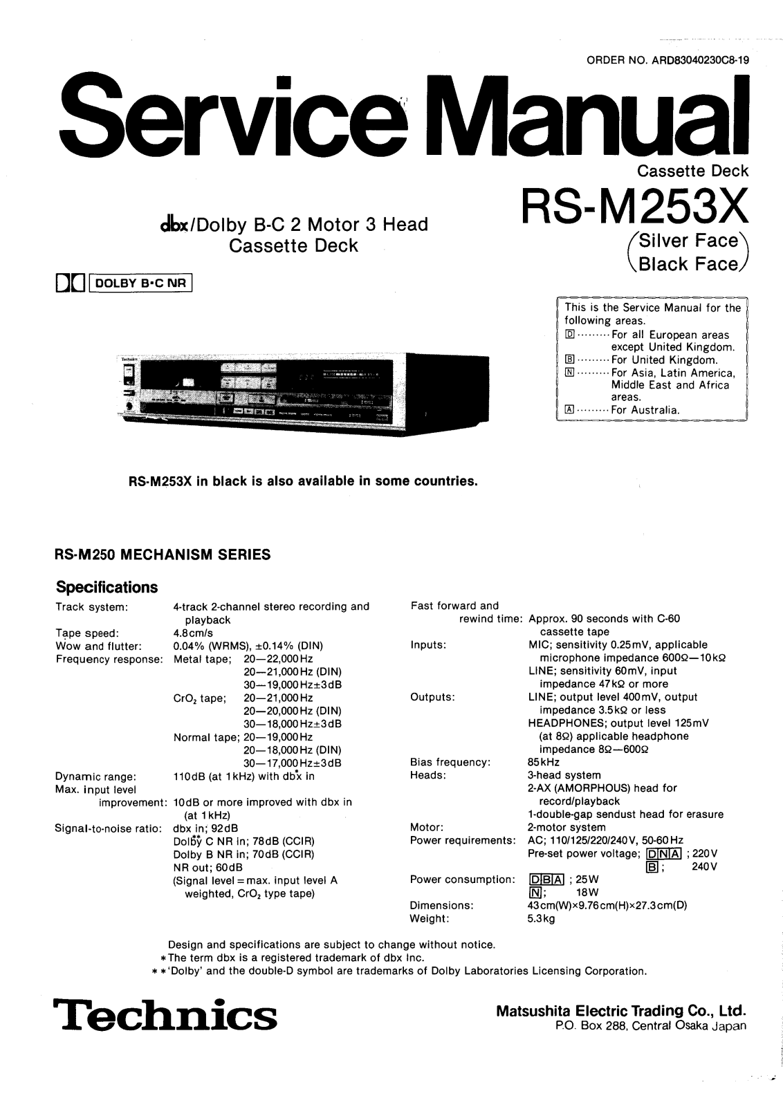 Technics RSM-253-X Service manual