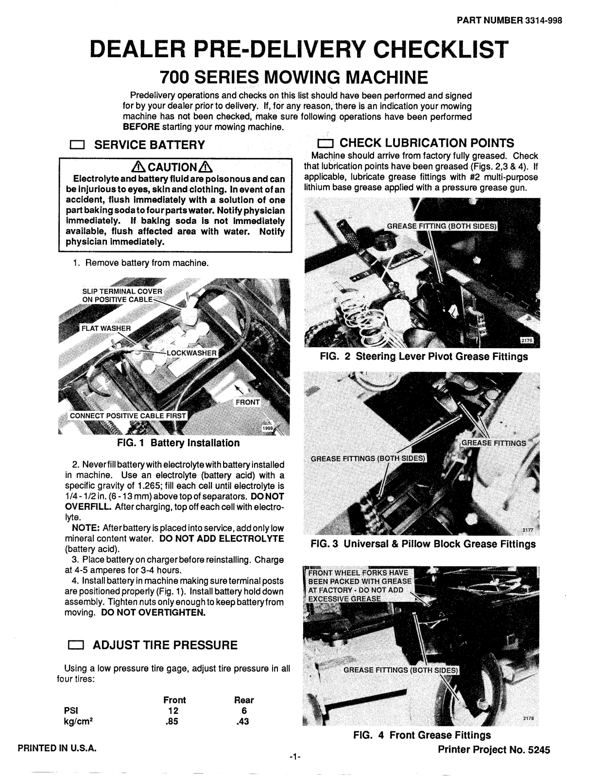 Toro R1-24OE02, Z1-18KE01, Z1-18KE02, Z1-20KE01, Z1-24OE02 Delivery Checklist