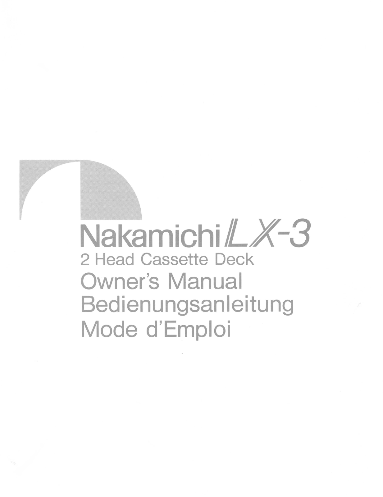 Nakamichi LX-3 Owners manual
