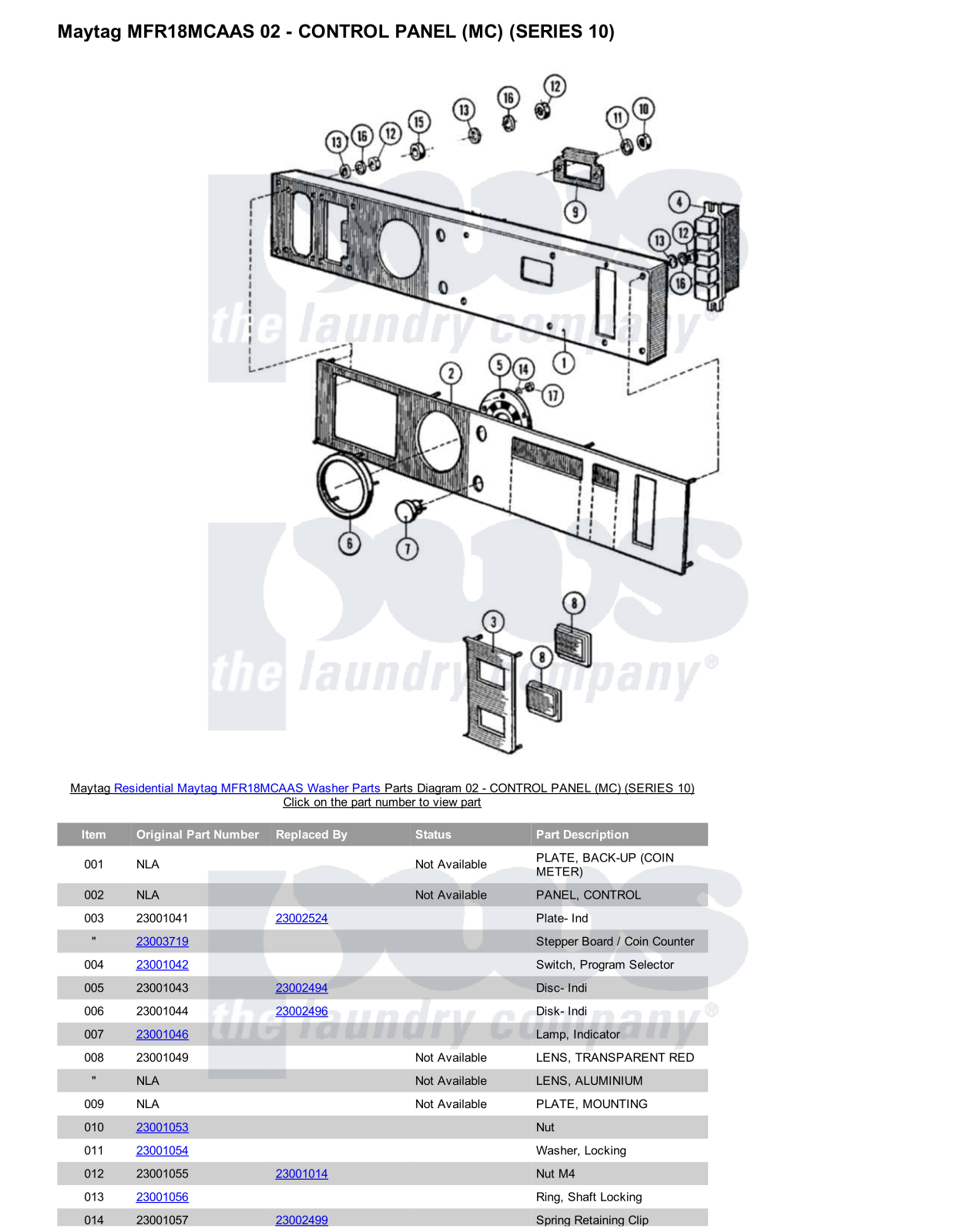 Maytag MFR18MCAAS Parts Diagram