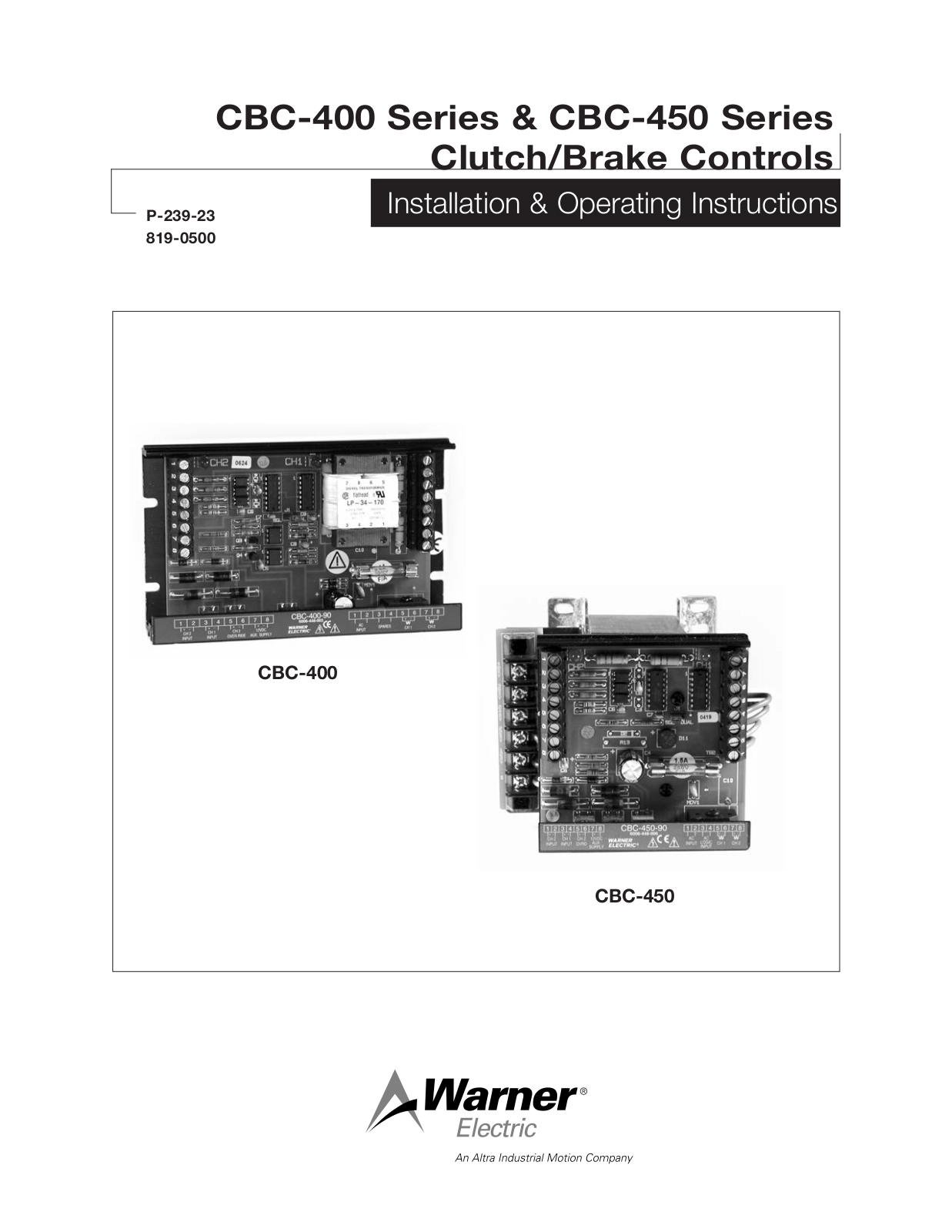 Warner Electric CBC-450 User Manual