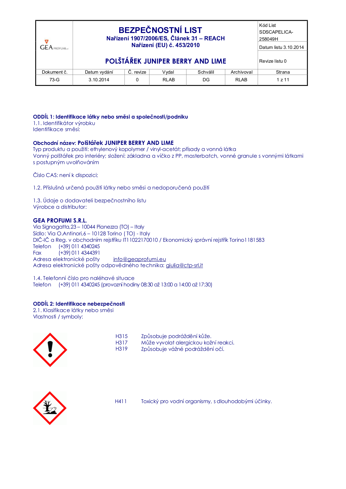 Elica (Favia) JALOVEC A LIMETA User Manual