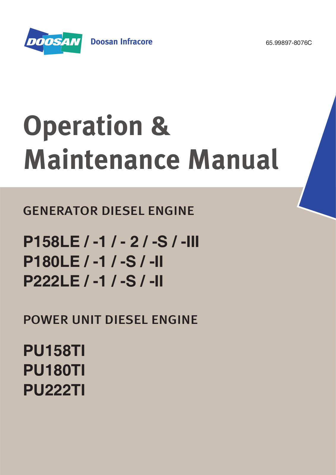 Doosan P158LE, P180LE, P222LE Operator Manual