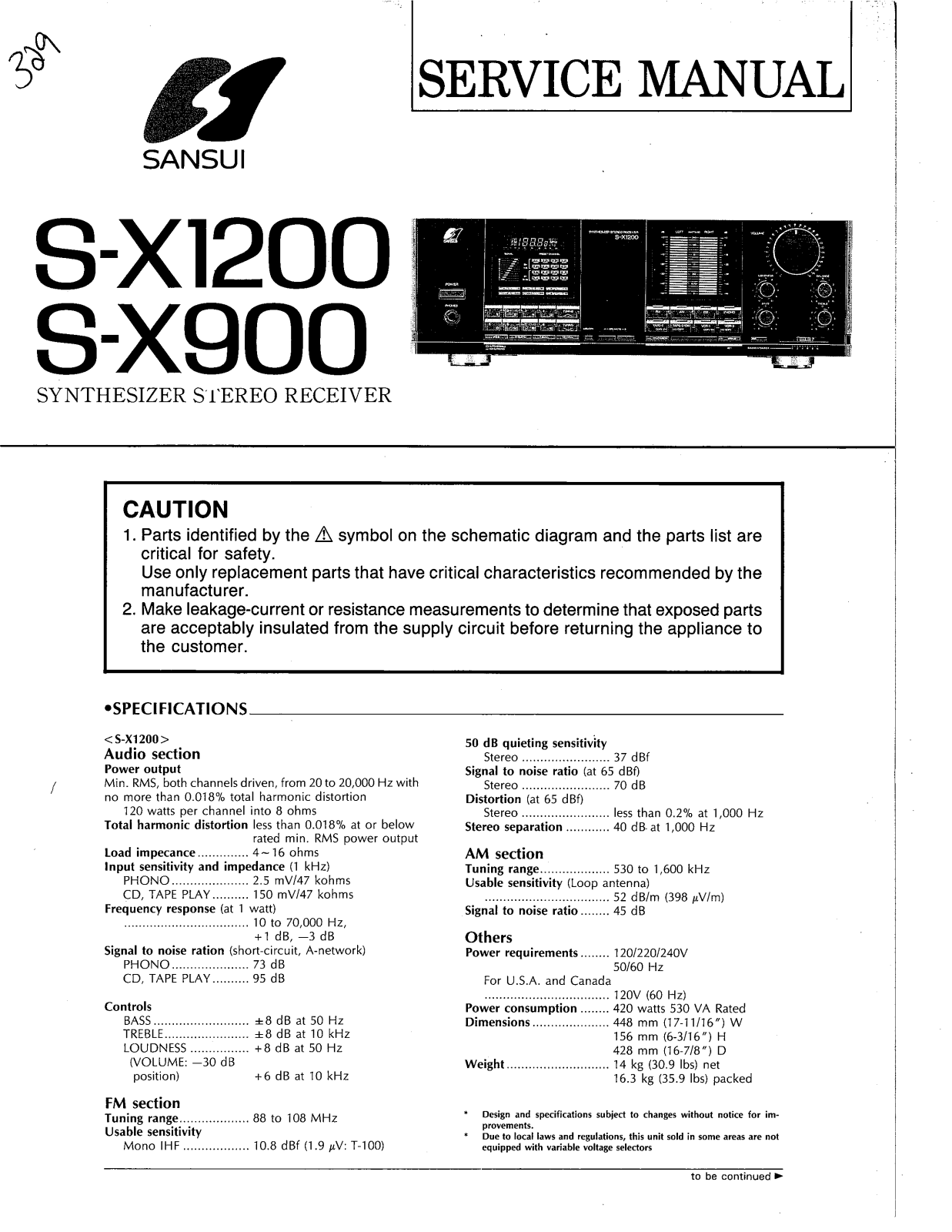 Sansui SX-1200, SX-900 Service manual