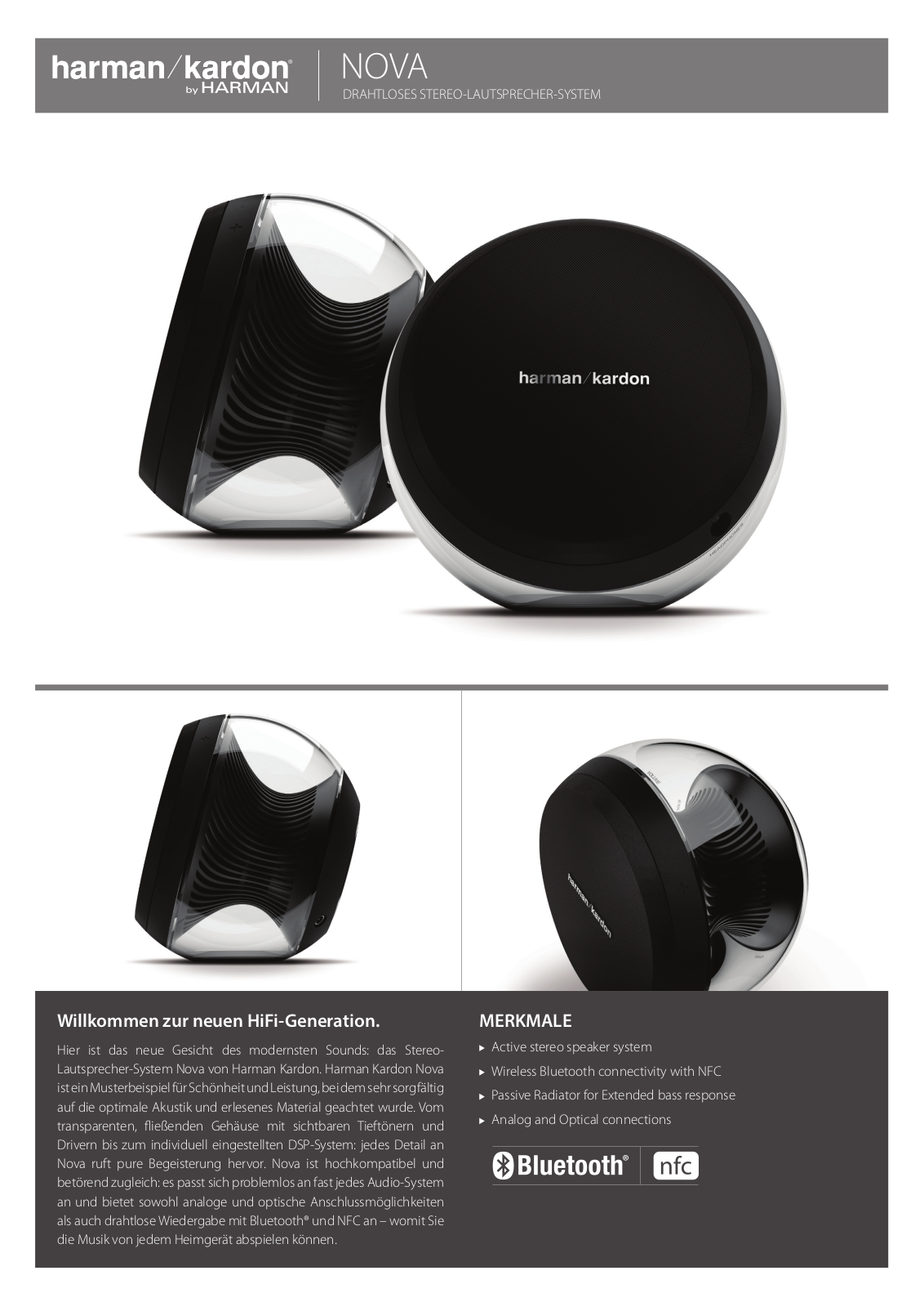 Harman Kardon NOVA Datasheet