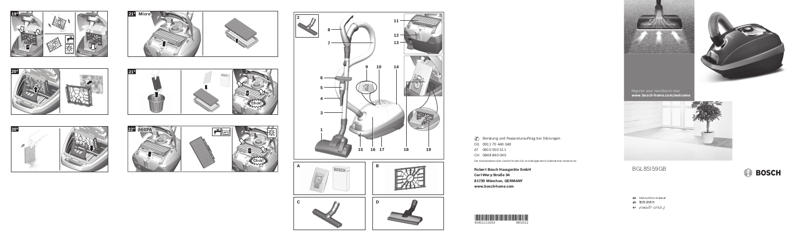 Bosch BGL8SI59GB Instruction manual