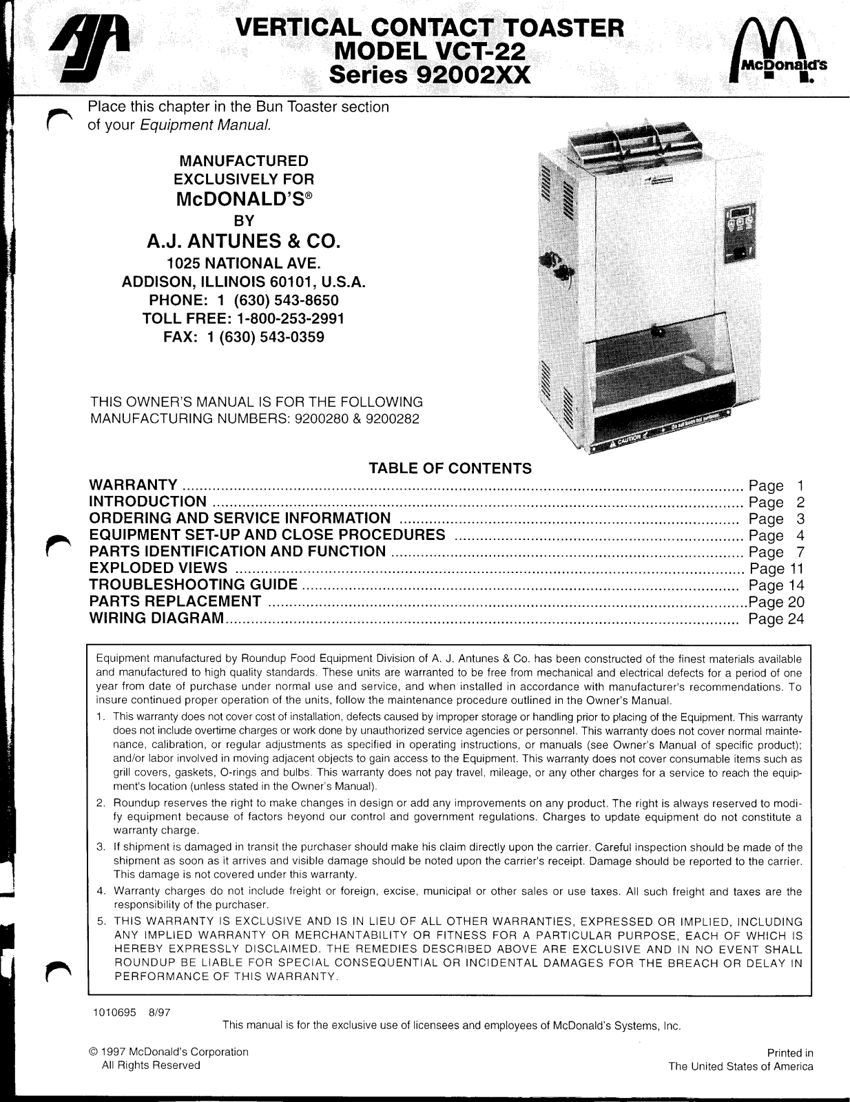 Antunes VCT-22 Installation Manual