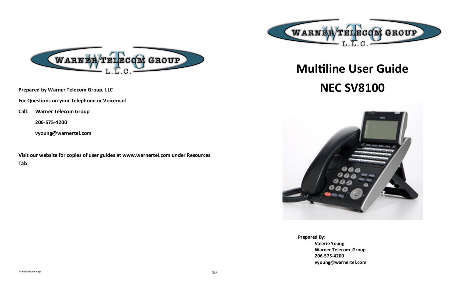 Warner Telecom Group NEC SV8100 User Manual - ManualMachine.com