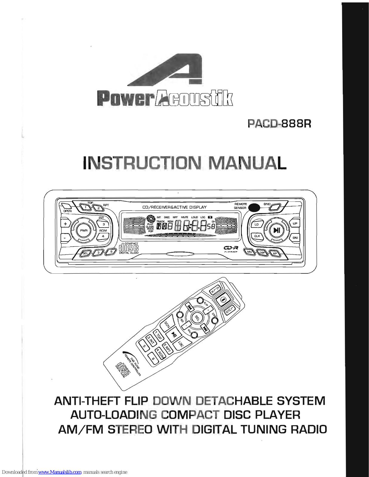 Power Acoustik PACD-888R Instruction Manual