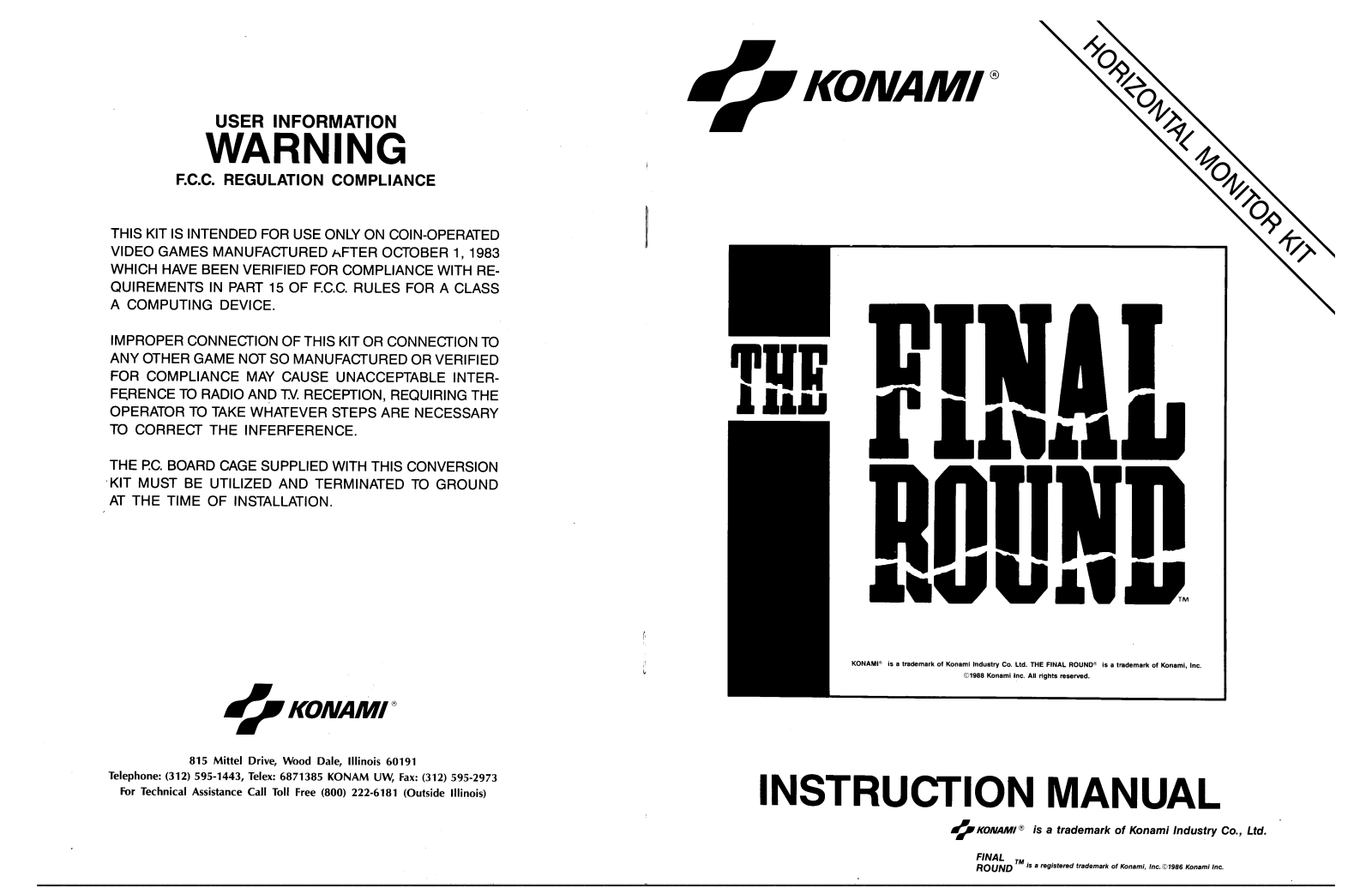 Konami The Final Round User Guide