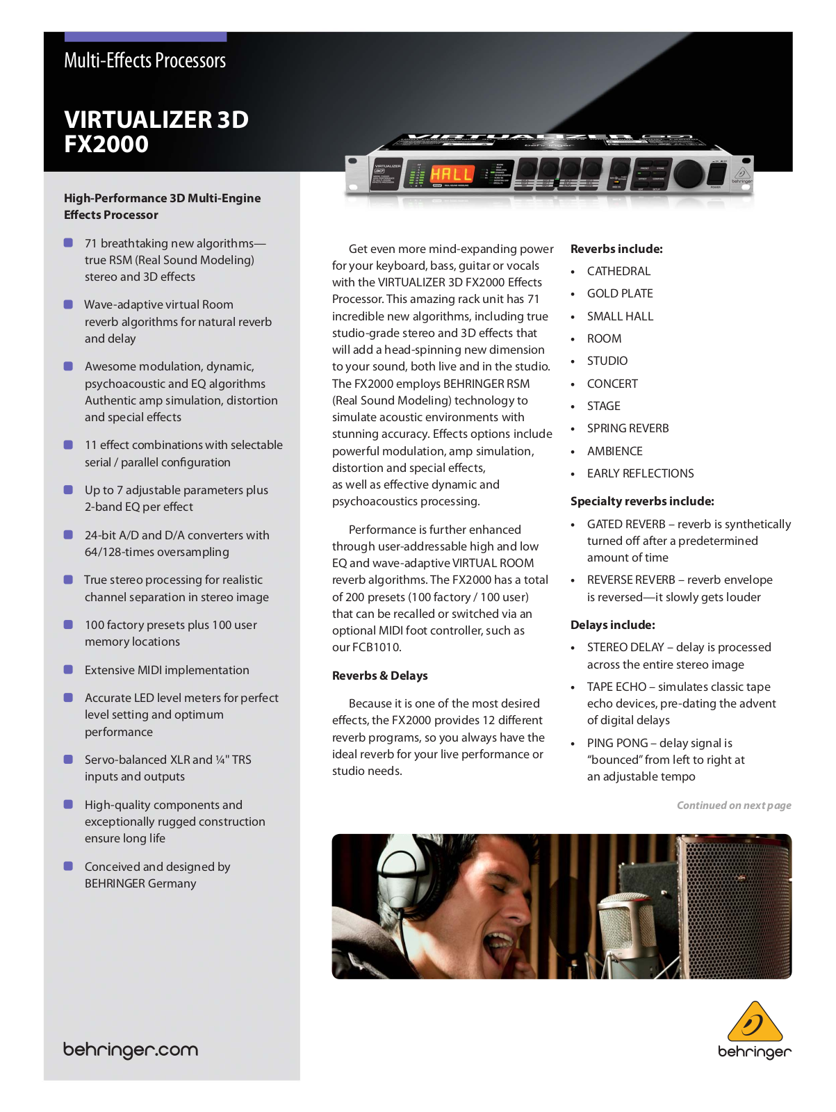 Behringer FX2000 User Manual