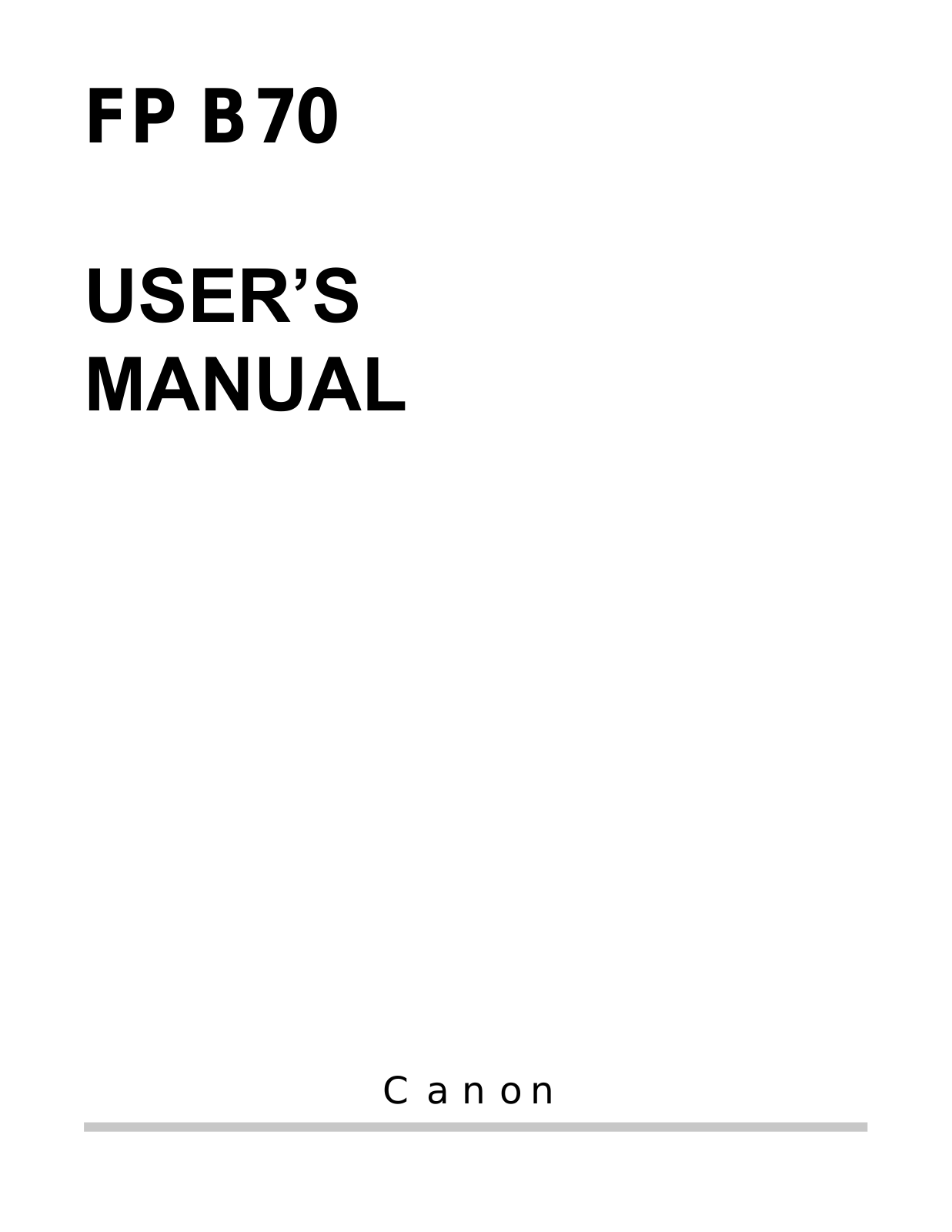 Canon B70 User Manual