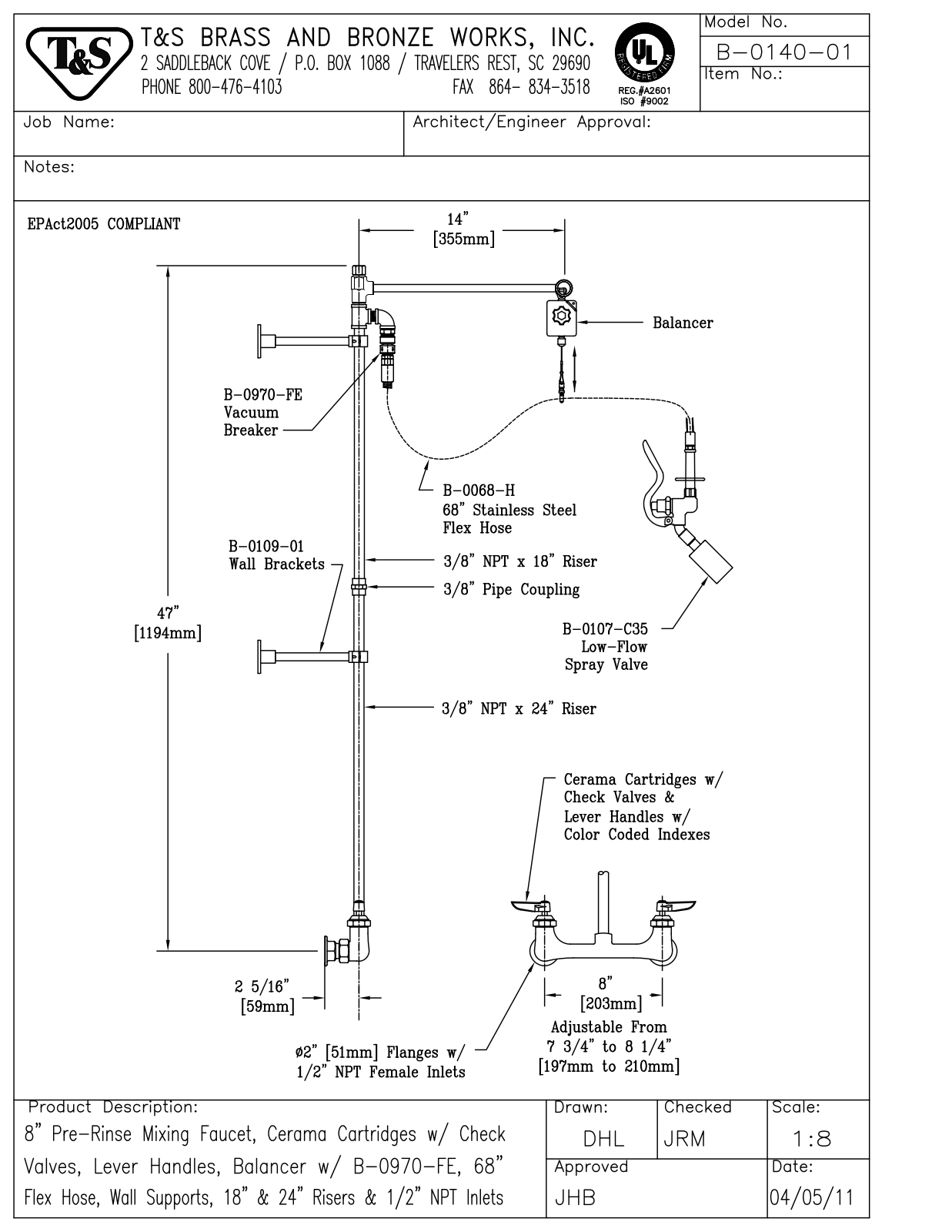 T&S Brass B-0140-01 User Manual