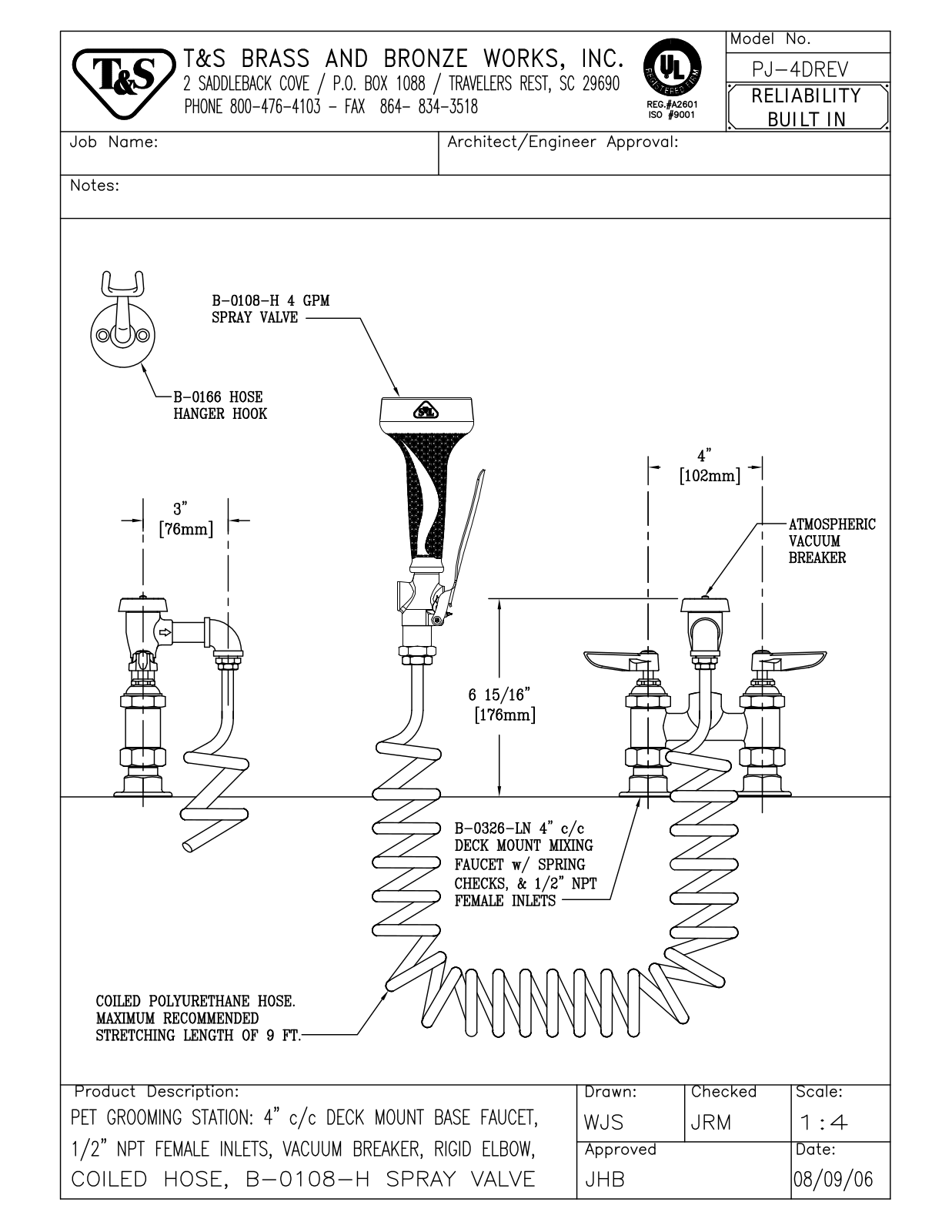 T&S Brass PJ-4DREV User Manual