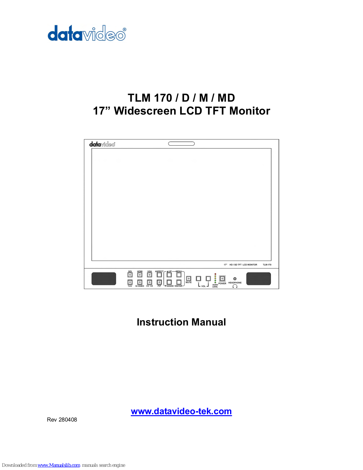 Datavideo TLM 170, TLM 170D, TLM 170M, TLM 170MD Instruction Manual