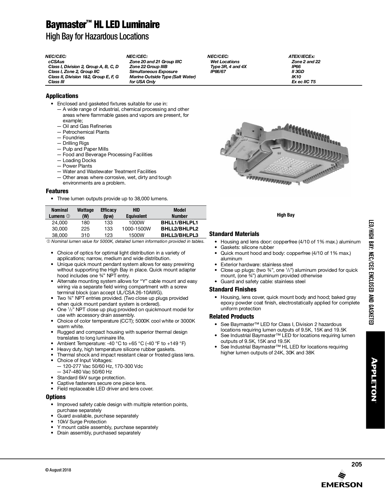 Appleton Baymaster™ HL LED Luminaire Catalog Page