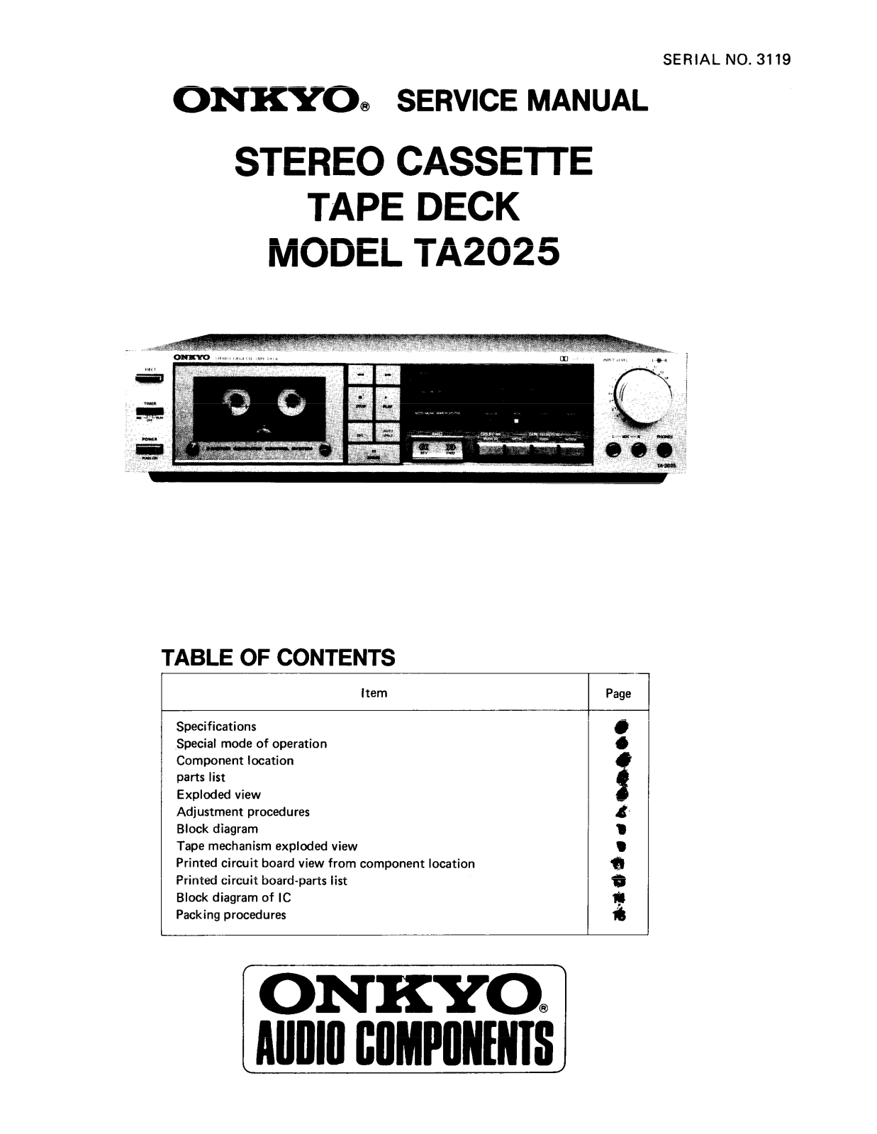 Onkyo TA-2025 Service manual