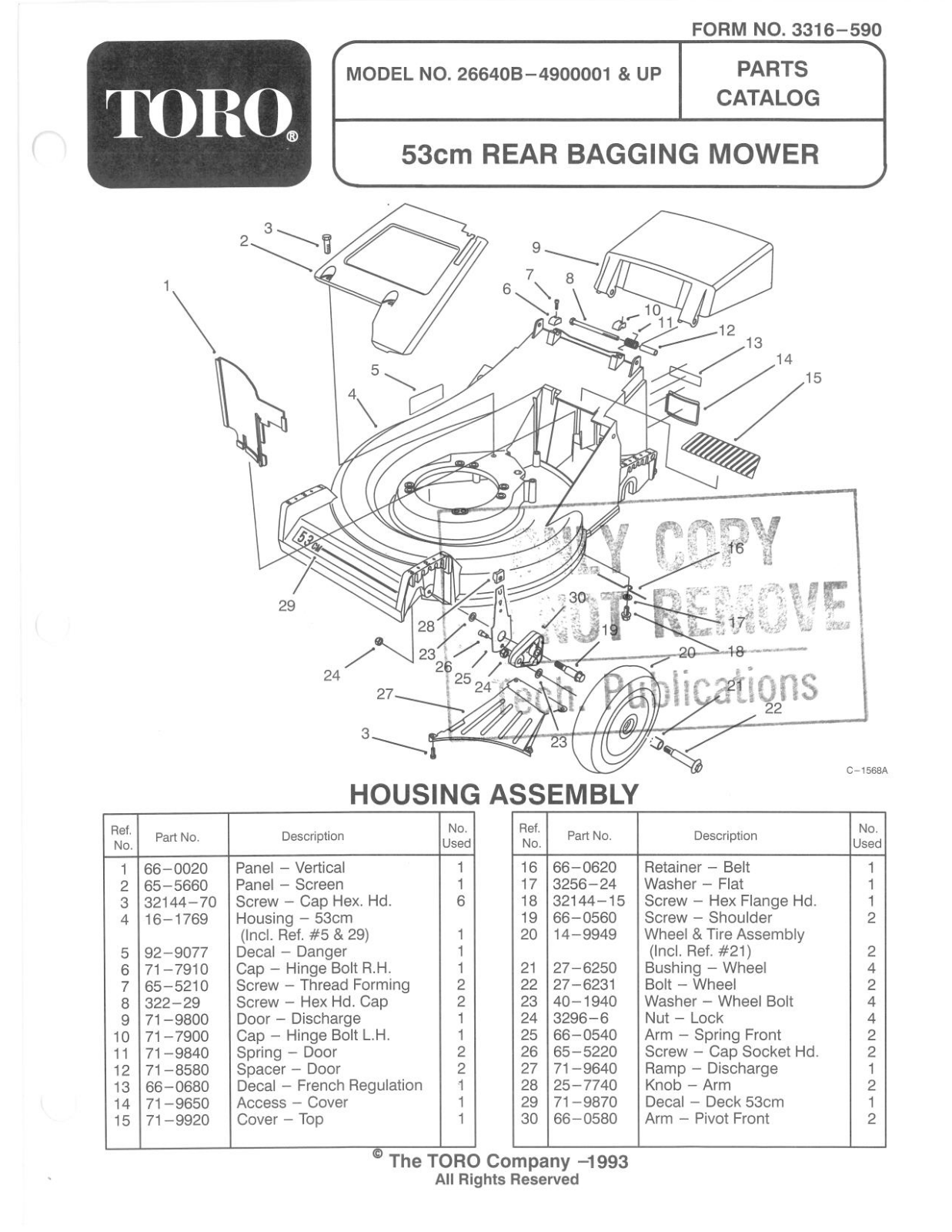 Toro 26640B Parts Catalogue