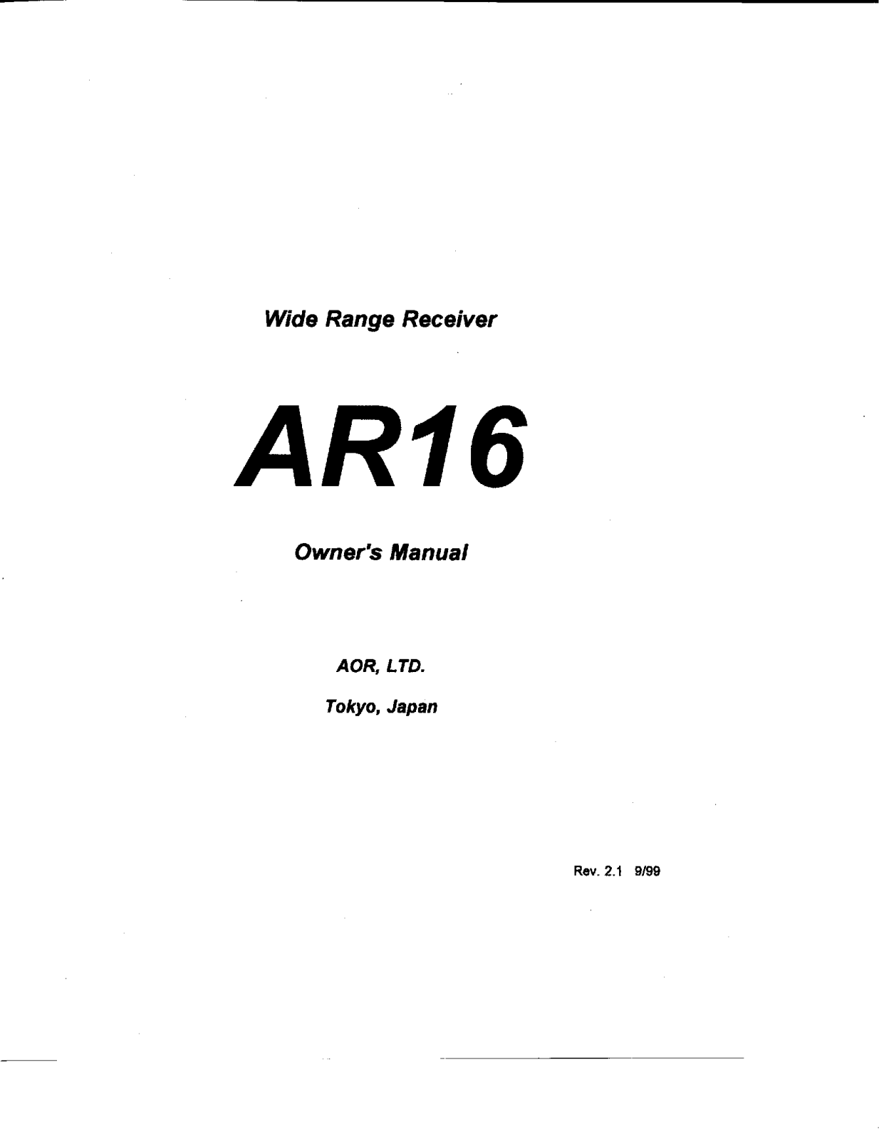 AOR AR16 User Guide