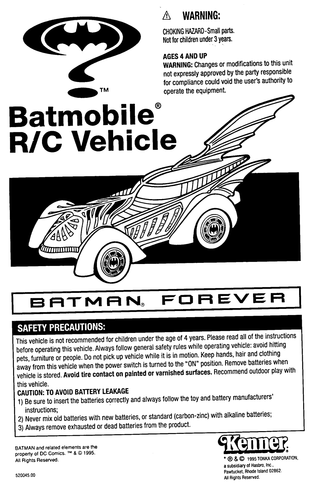 HASBRO Batmobile RC Vehicle User Manual