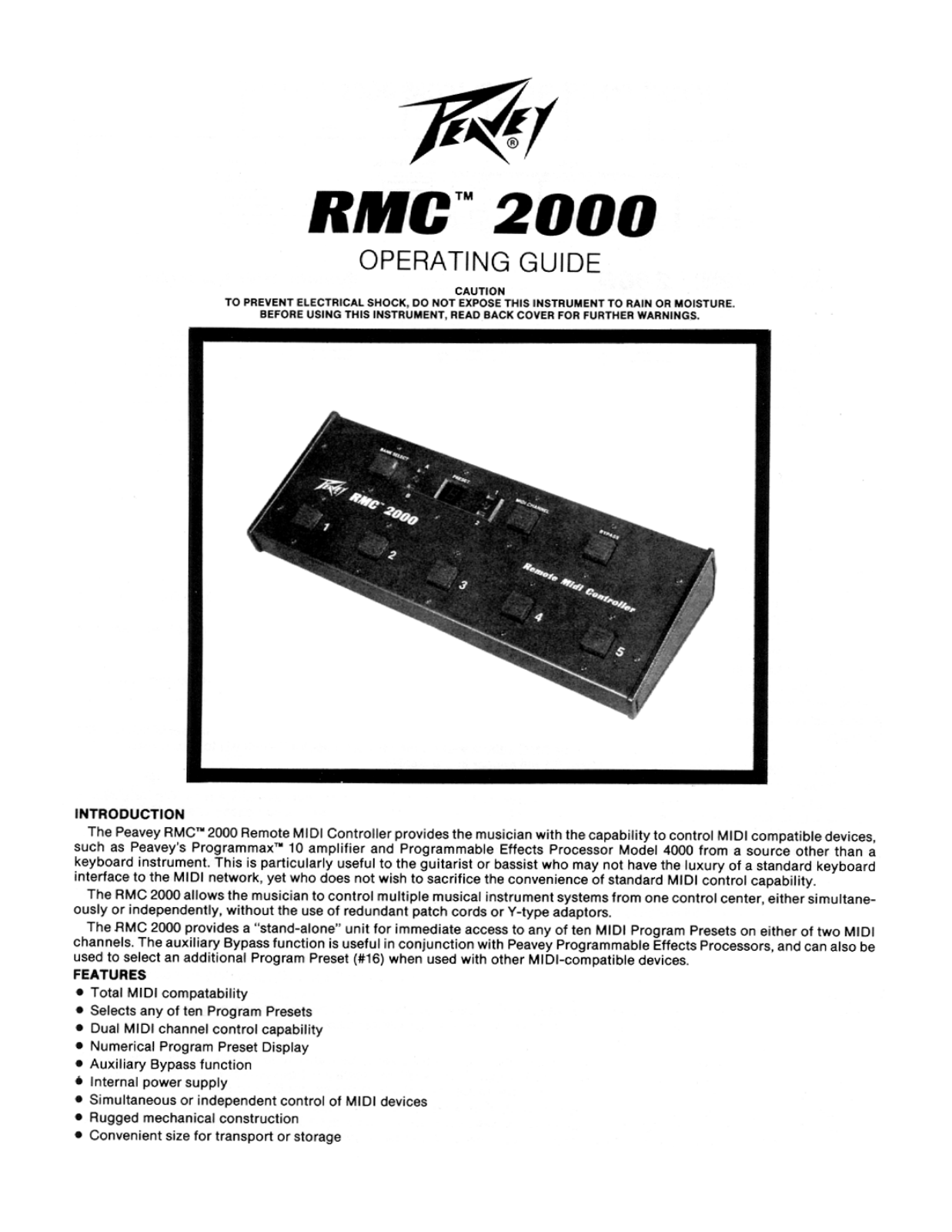 Peavey RMC 2000 Operating guide