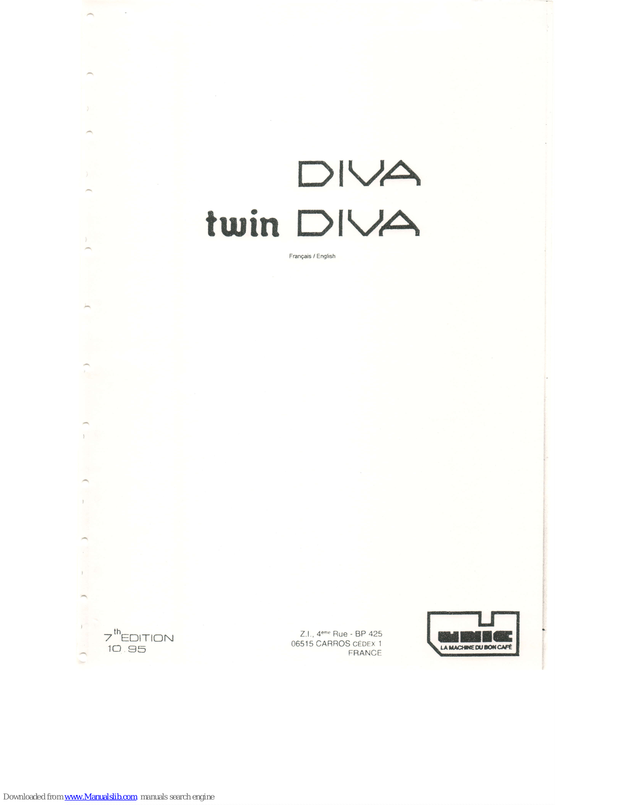 Unic DIVA, TWIN DIVA User Manual - ManualMachine.com