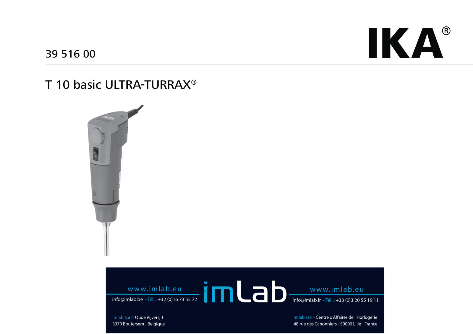 Imlab IKA ULTRA-TURRAX T 10 basic User Manual