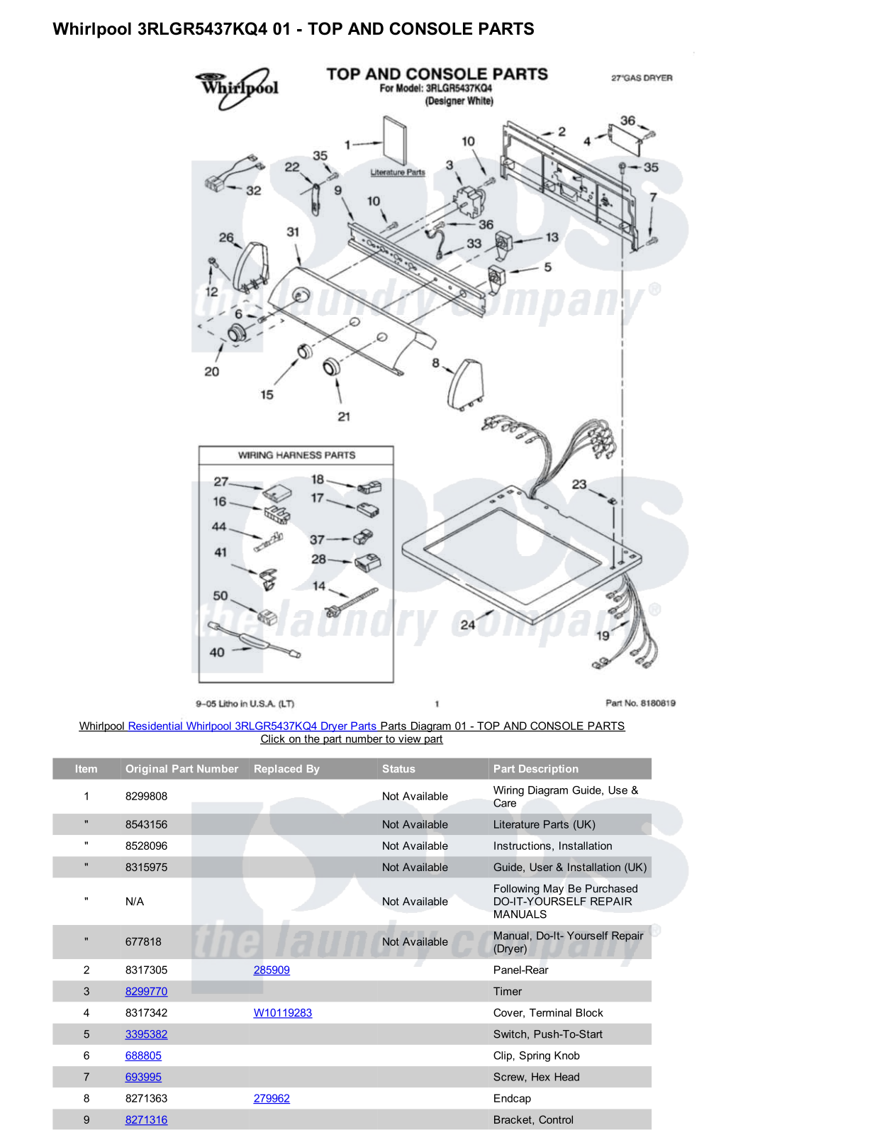 Whirlpool 3RLGR5437KQ4 Parts Diagram