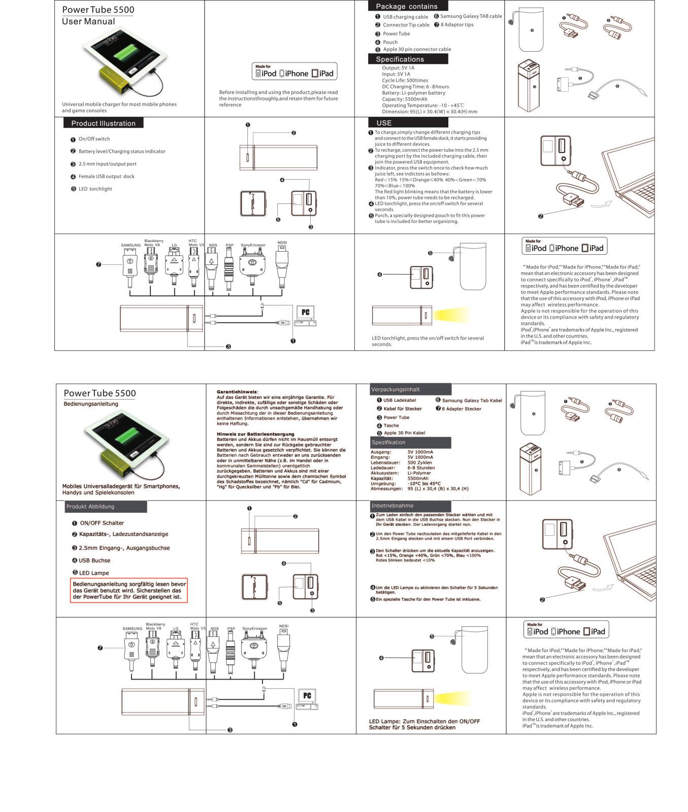 MiPow Power Tube 5500 User Manual