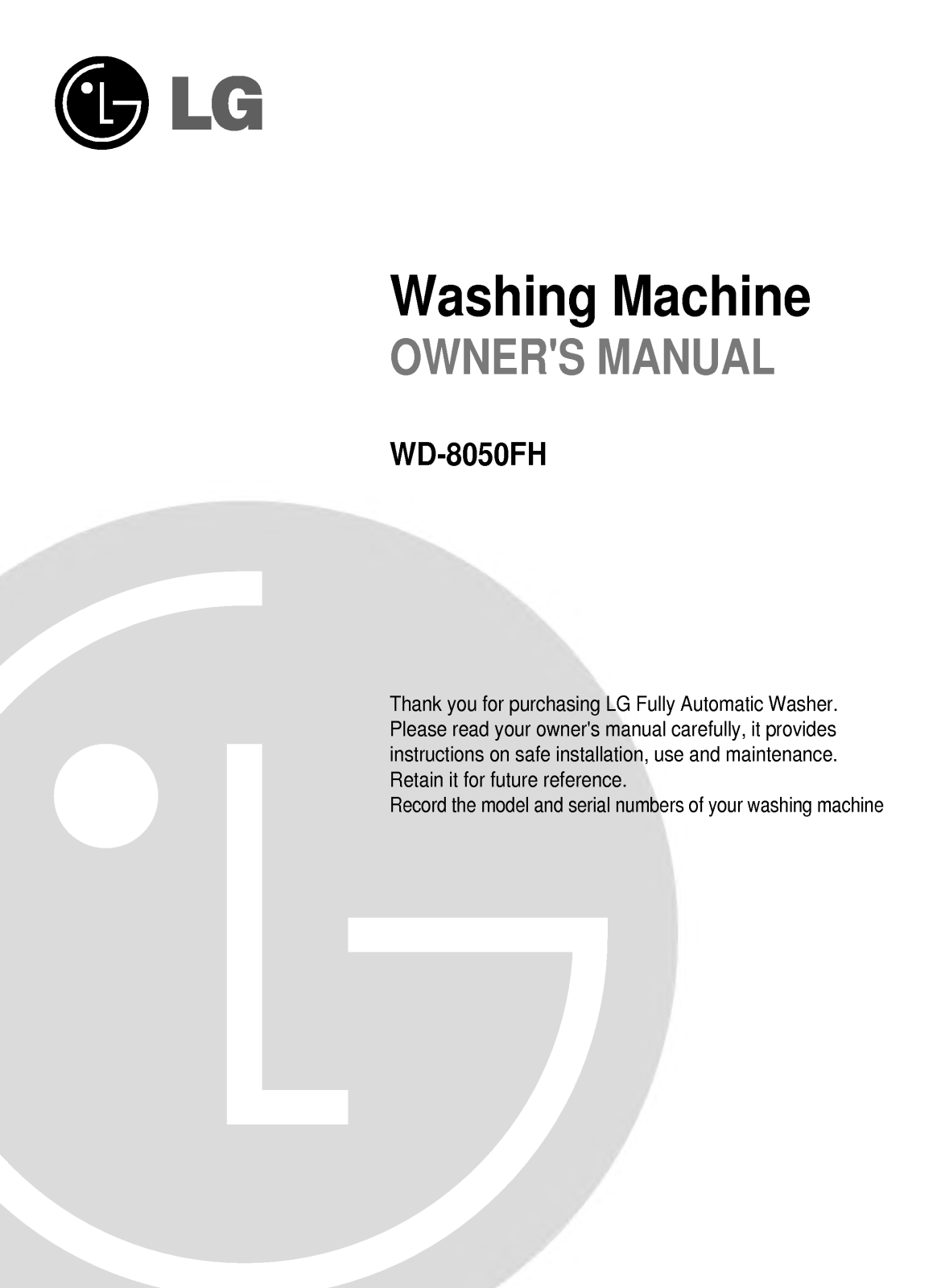 LG WD-8050FH User Manual