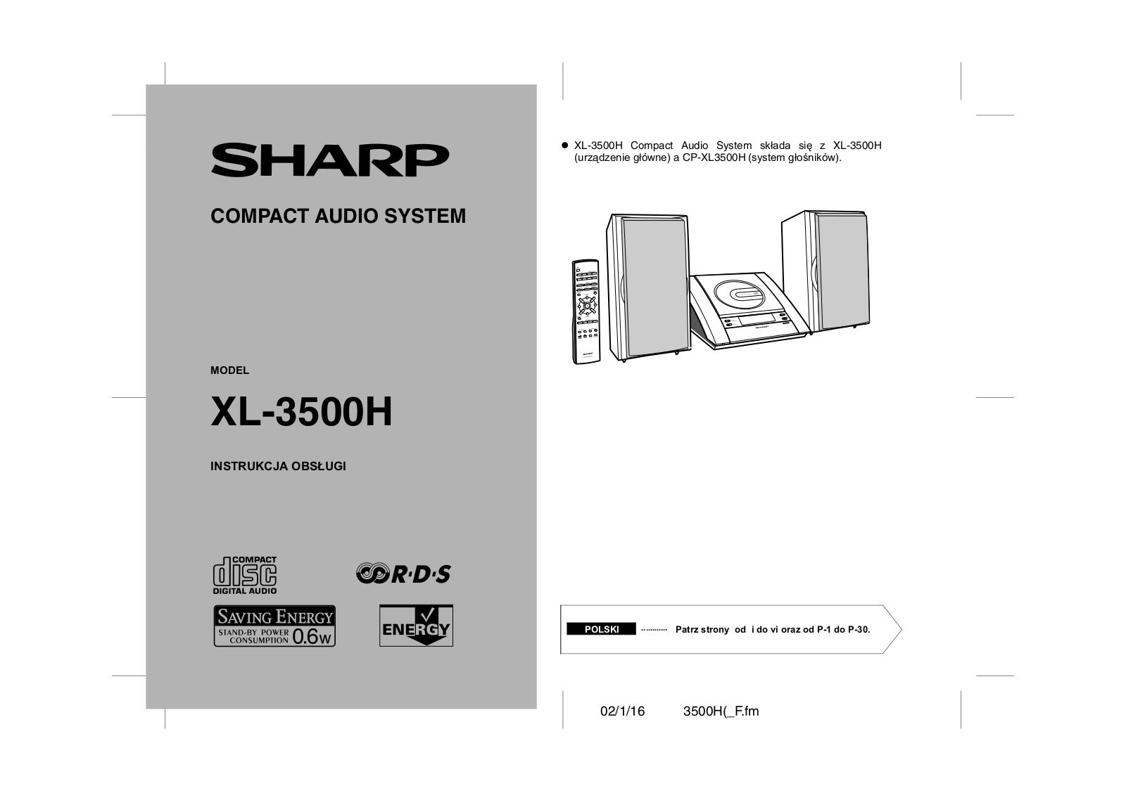 Sharp XL-3500H User Manual