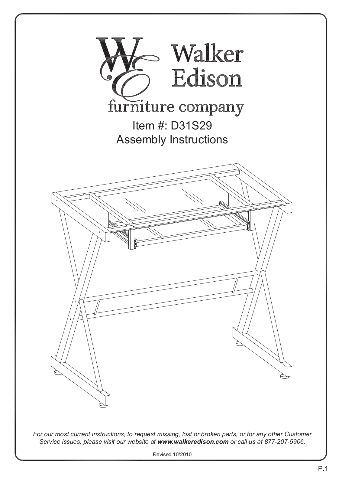 Walker Edison Furniture D31S29 User Manual